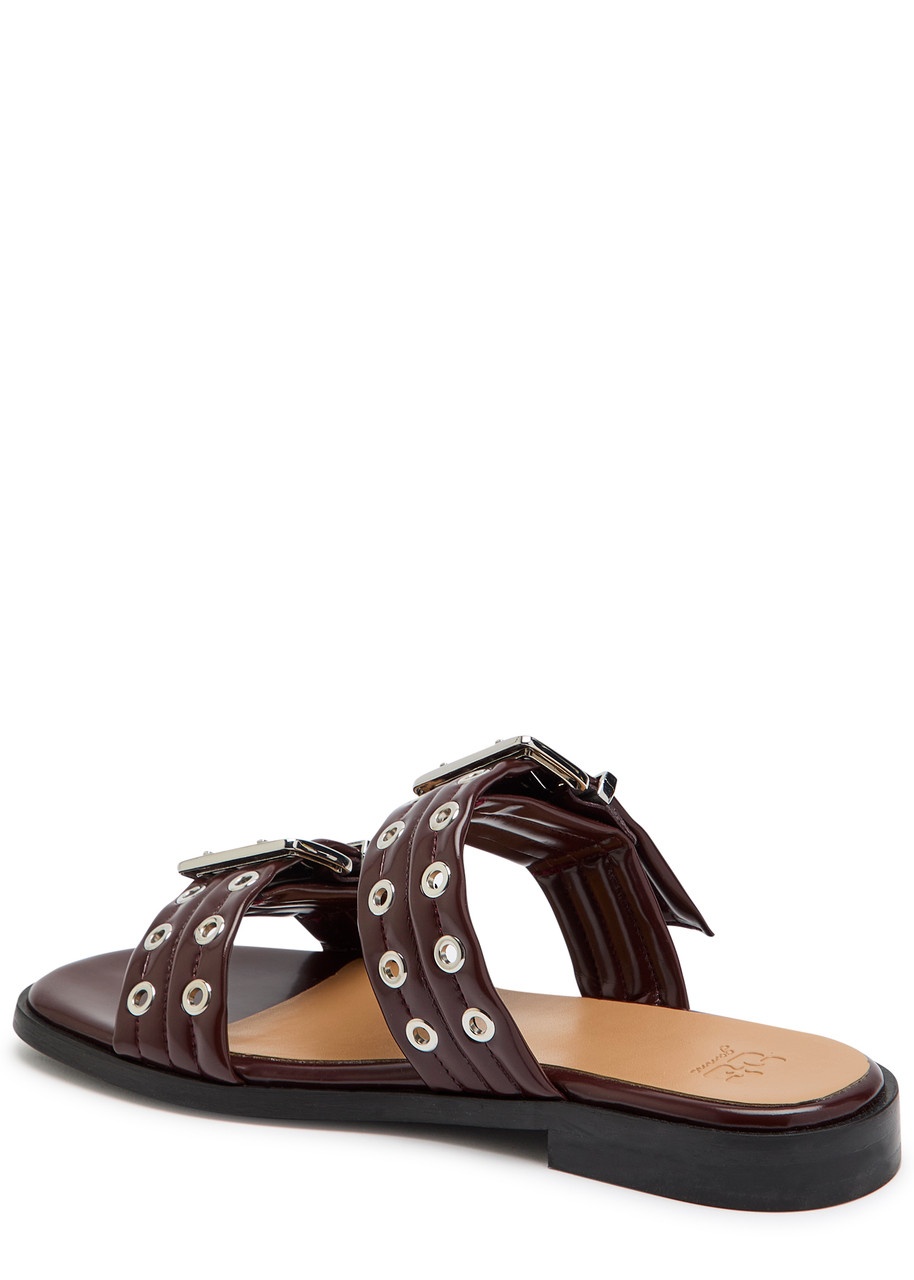 Ganni Feminine Buckle Faux Leather Sliders - 2