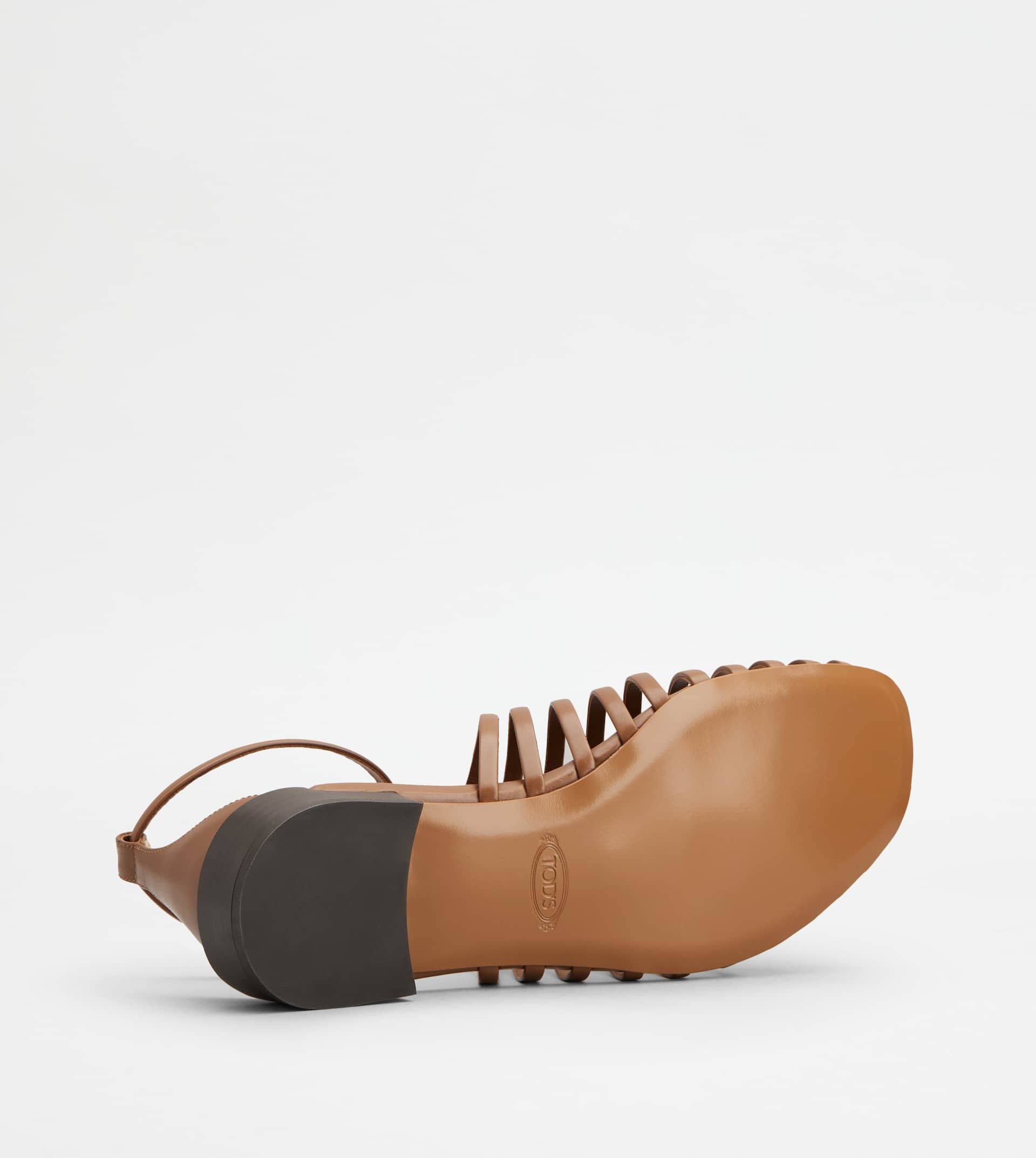 SANDALS IN LEATHER - BROWN - 4