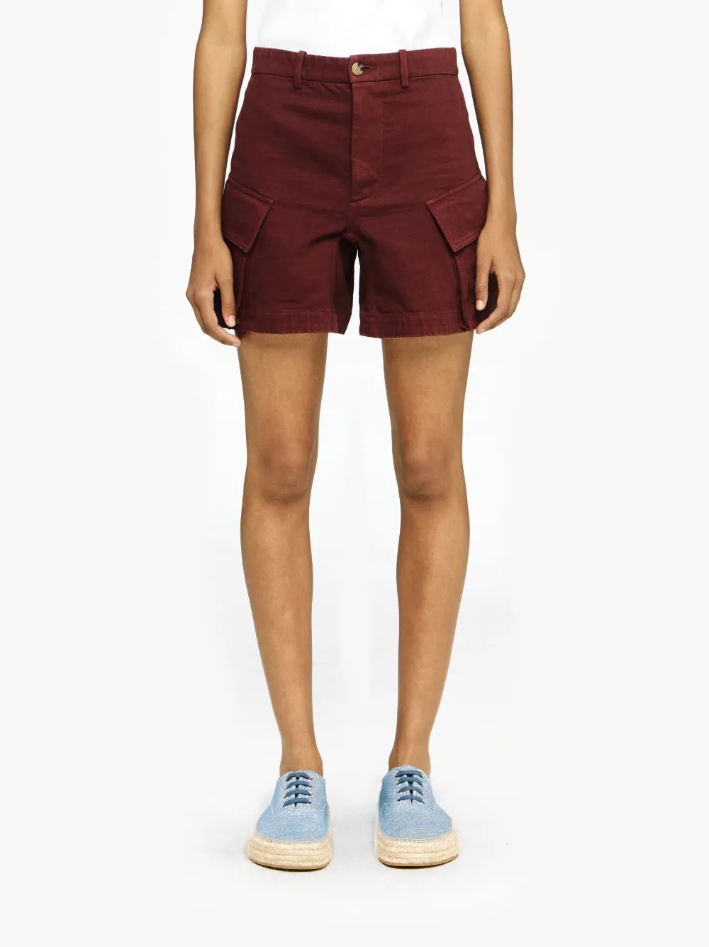 HIGH-WAISTED CARGO TWILL SHORTS - 2