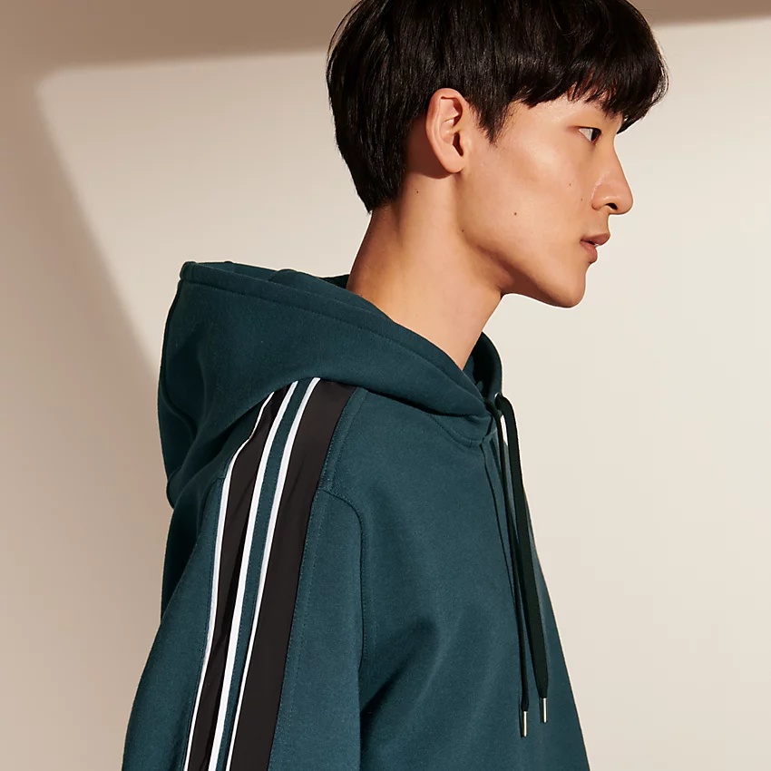 "Run H" bicolor hooded sweater - 3