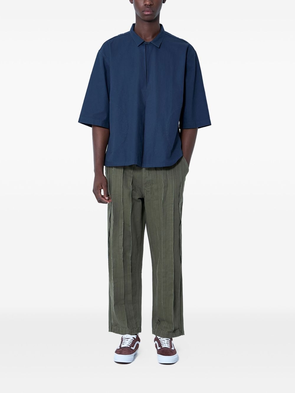 panelled cotton trousers - 2