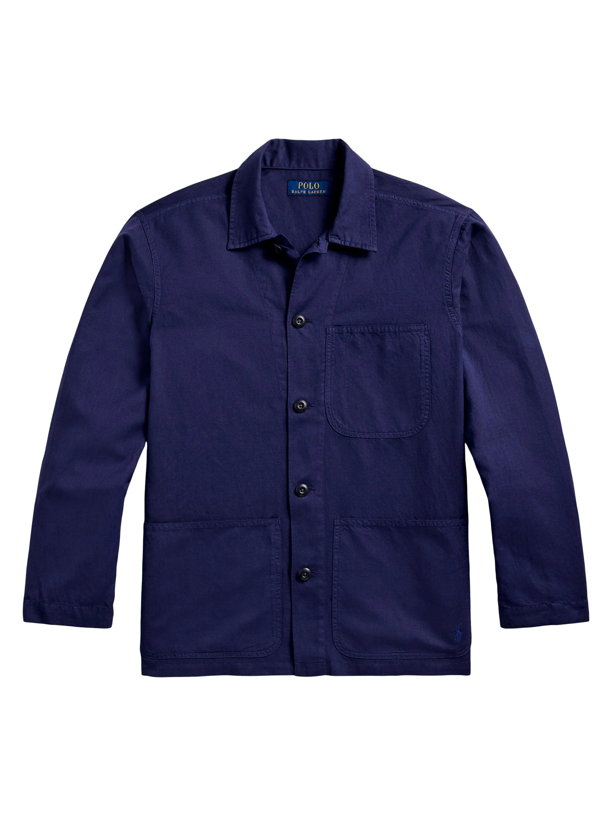 Men's Logo-Embroidered Linen-Cotton Overshirt - Newport Navy - 1