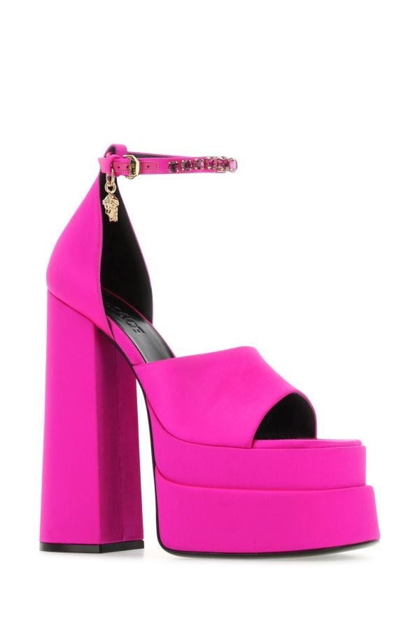 Fuchsia satin Medusa Aevitas sandals - 2