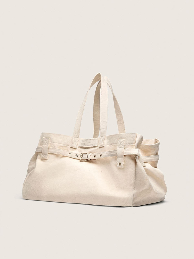Golden Goose Ecru canvas tote bag with embroidery and antique silver details outlook