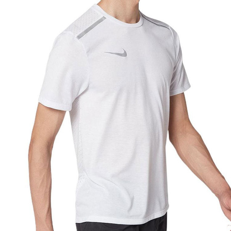 Nike Men's Nike Solid Color Quick Dry Logo Breathable Sports Training Short Sleeve White T-Shirt 892814-1 outlook