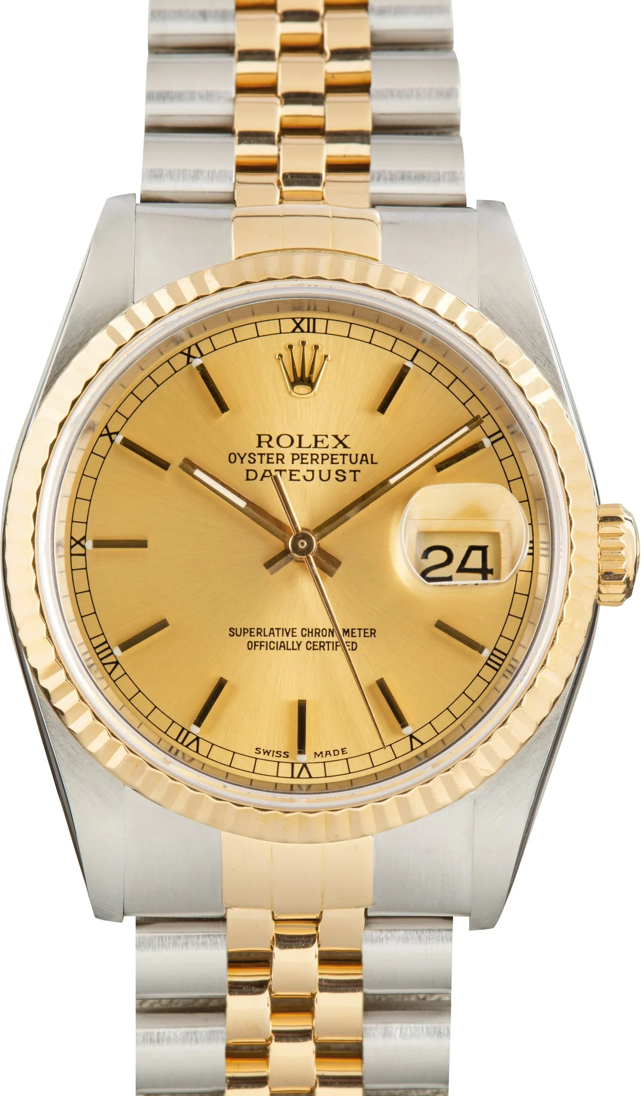 Used Two Tone Rolex Datejust 36 Ref 16233 Champagne Index Dial - 1
