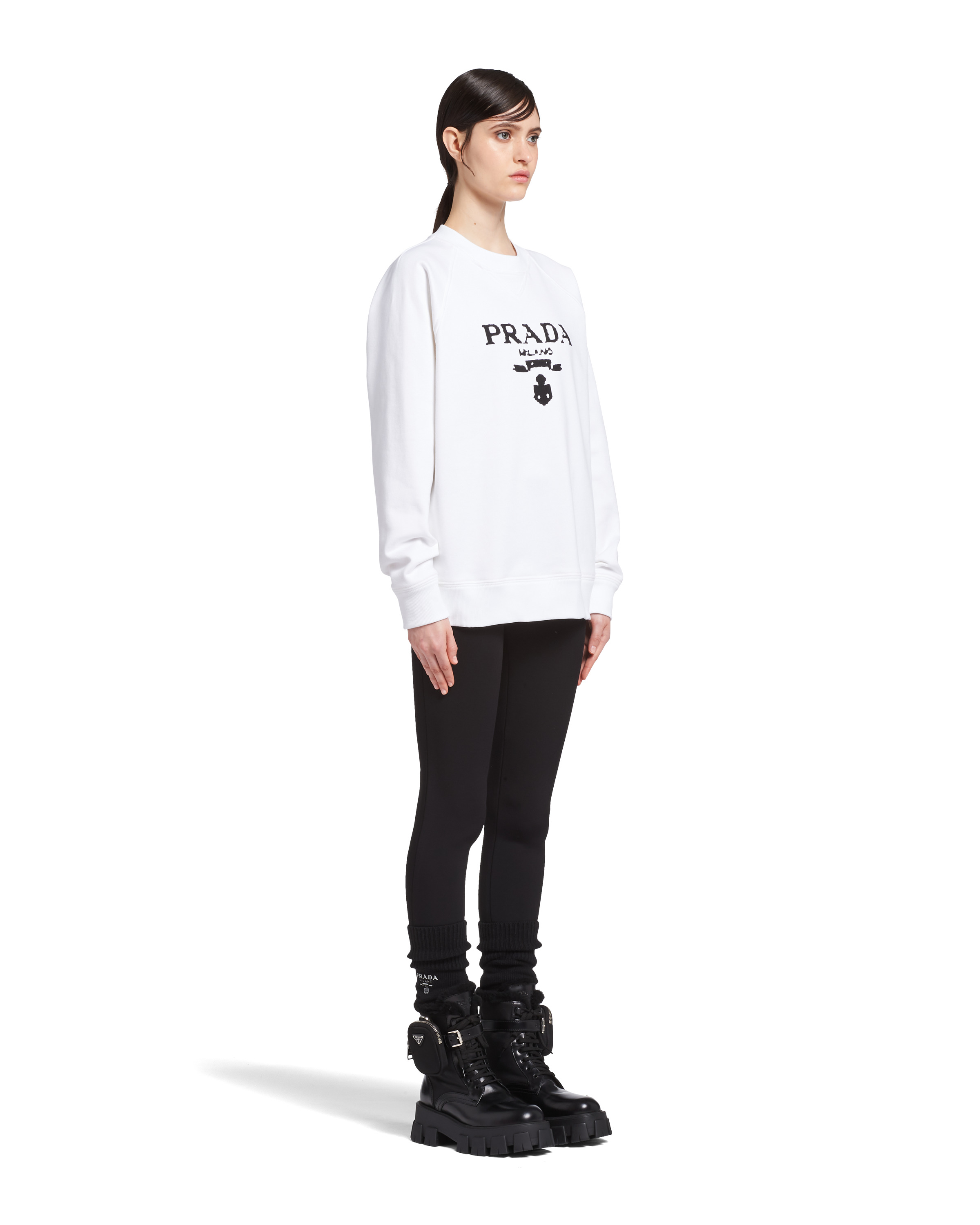 Oversized logo print jersey sweatshirt - 3