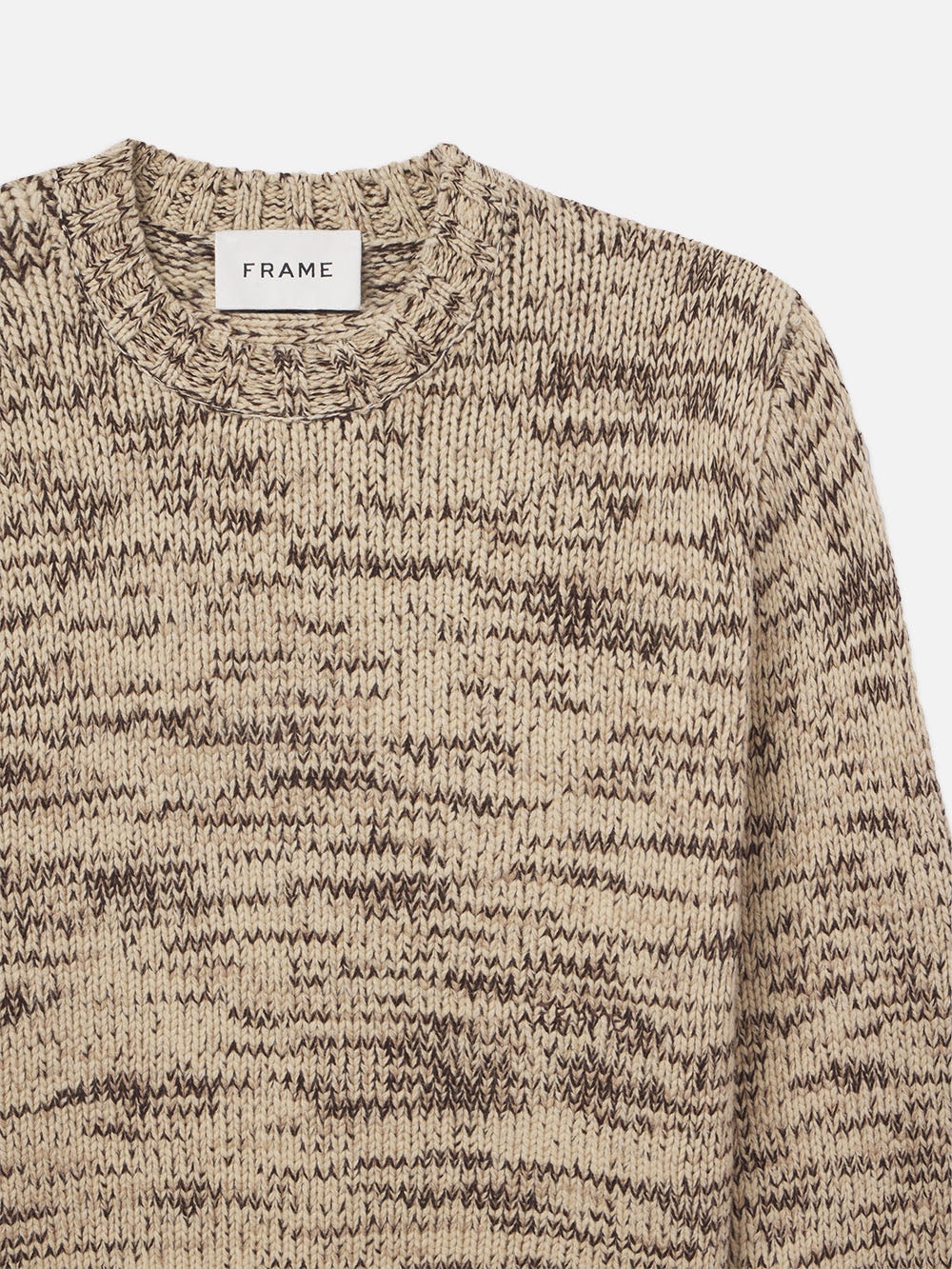 Wool Blend Crewneck in Cream/Brown - 2