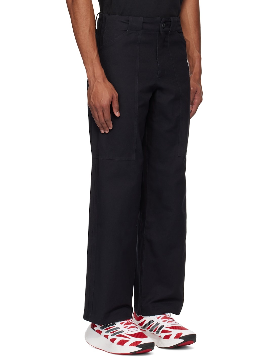 Black Premium Essentials Twill Cargo Pants - 2
