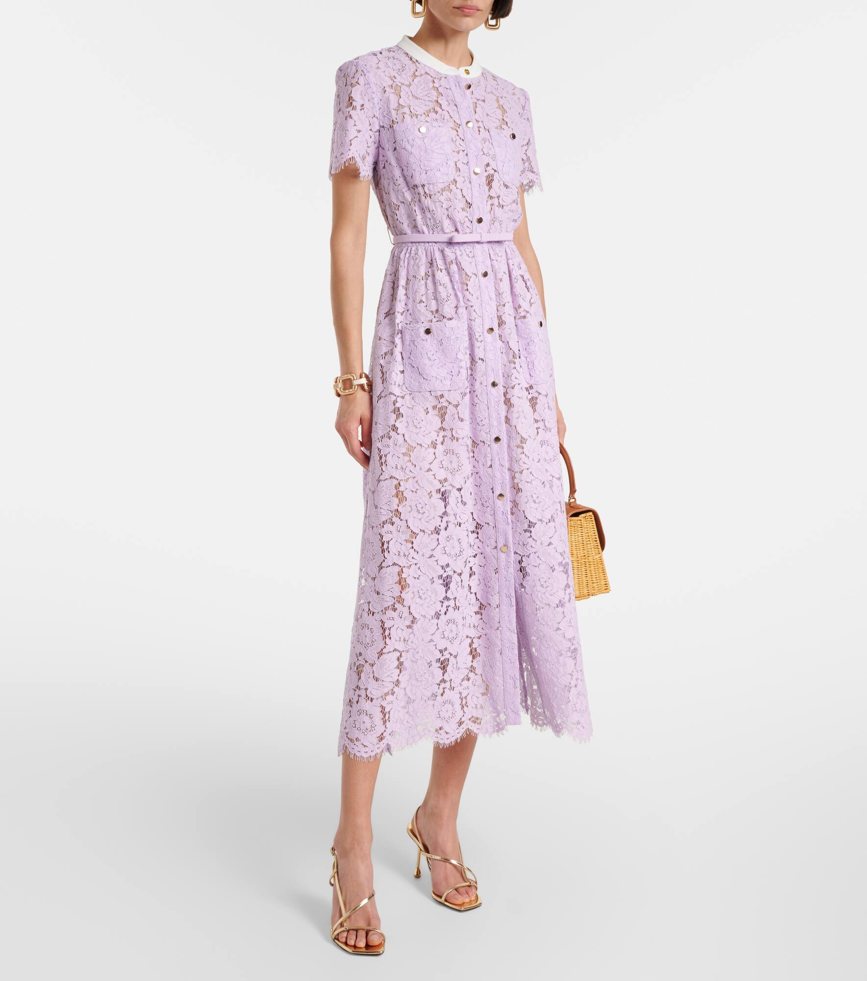 Belted lace midi dress - 2