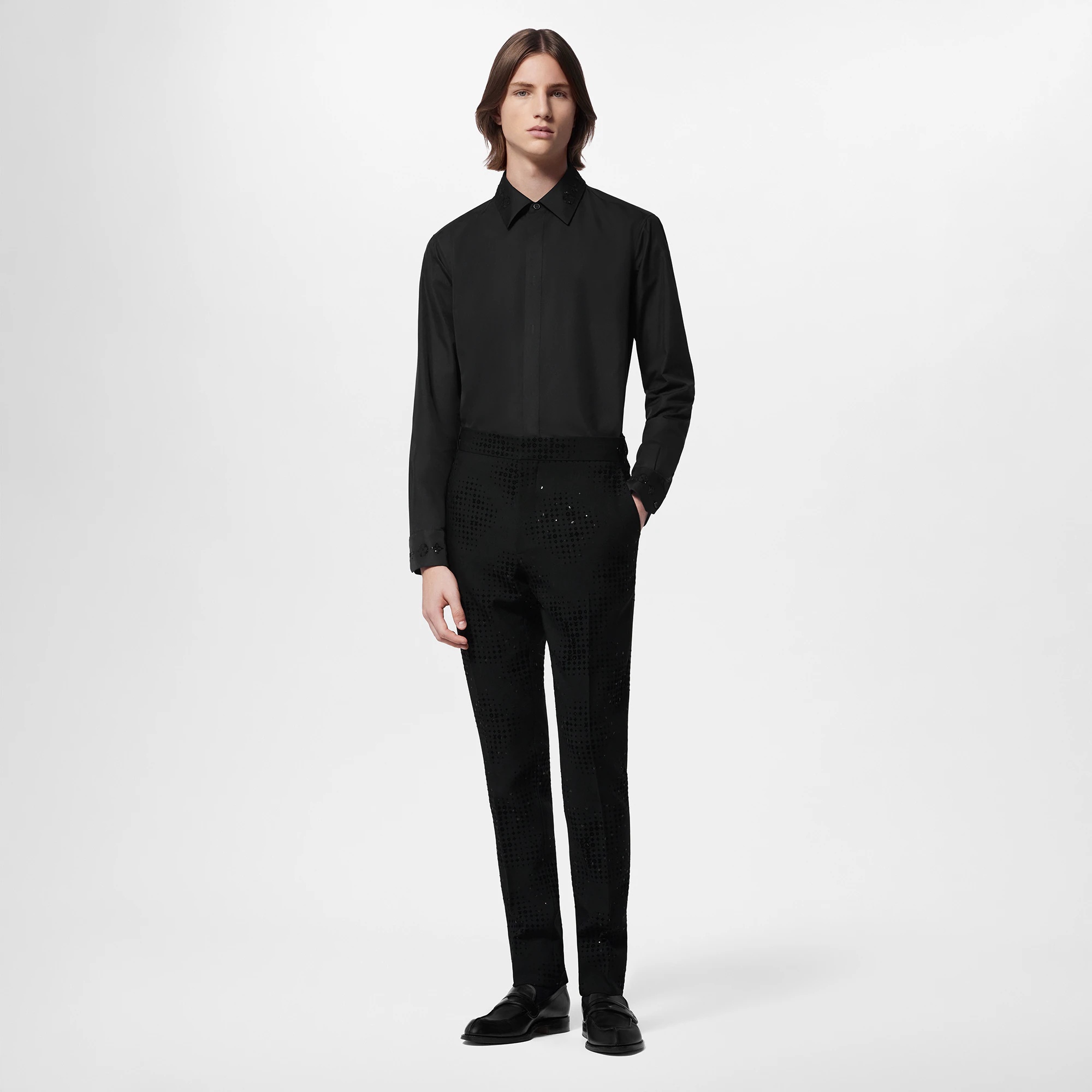 Embroidered Long-Sleeved Cotton Blend Shirt - 5