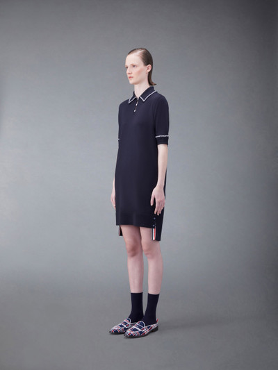 Thom Browne Silk Cotton Jersey Embroidered Short Sleeve Polo Dress outlook