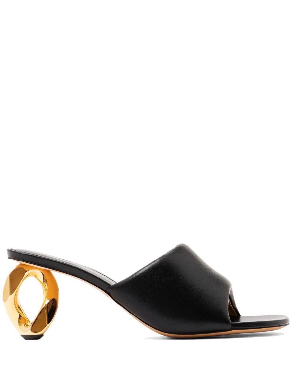 80mm chain-heel leather mules - 1
