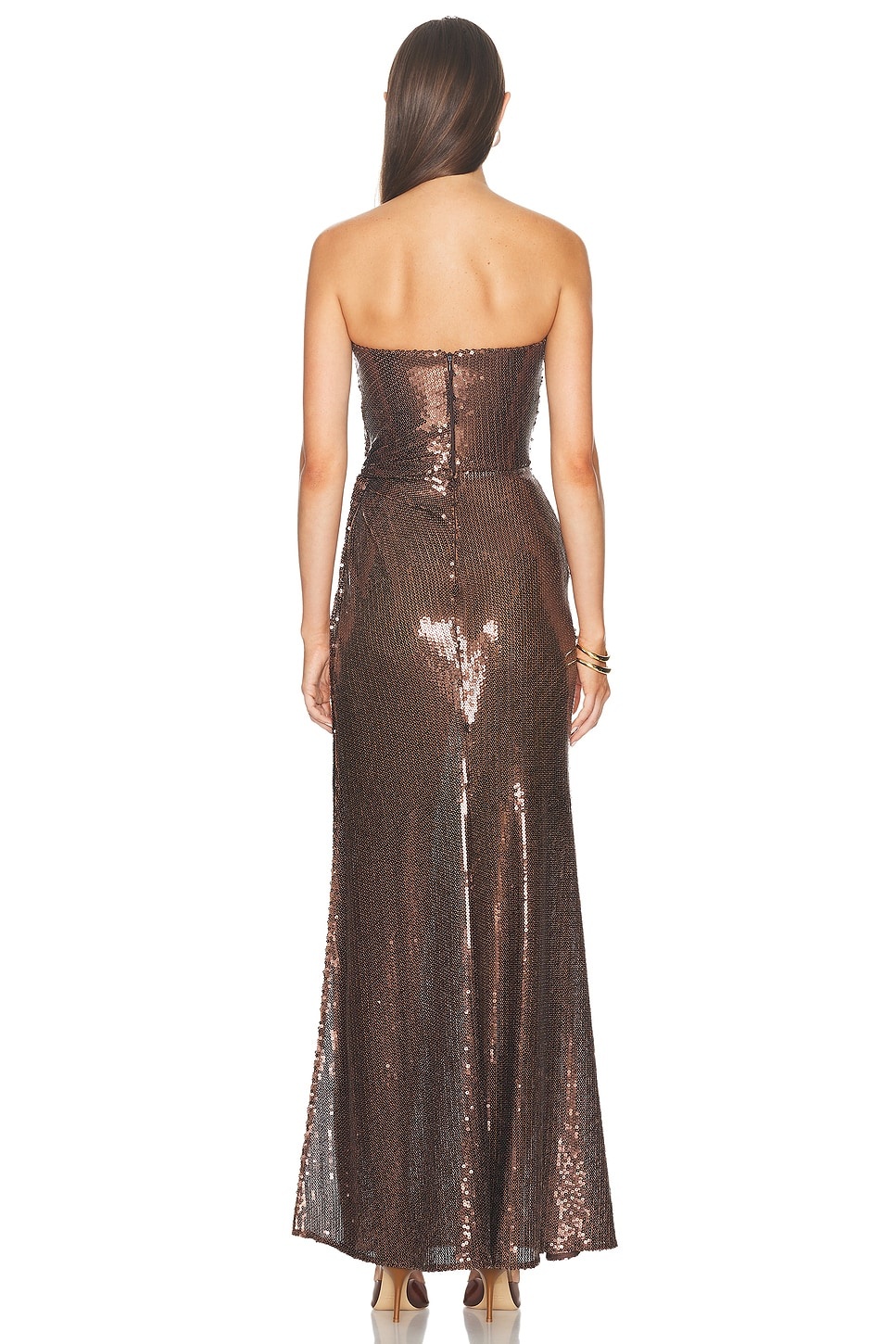Twisted Sequined Strapless Gown - 4