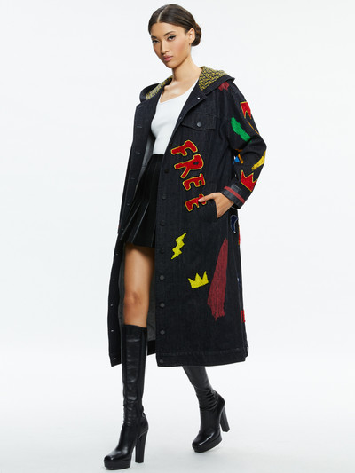 Alice + Olivia A+O X BASQUIAT JEFF MAXI DENIM JACKET outlook