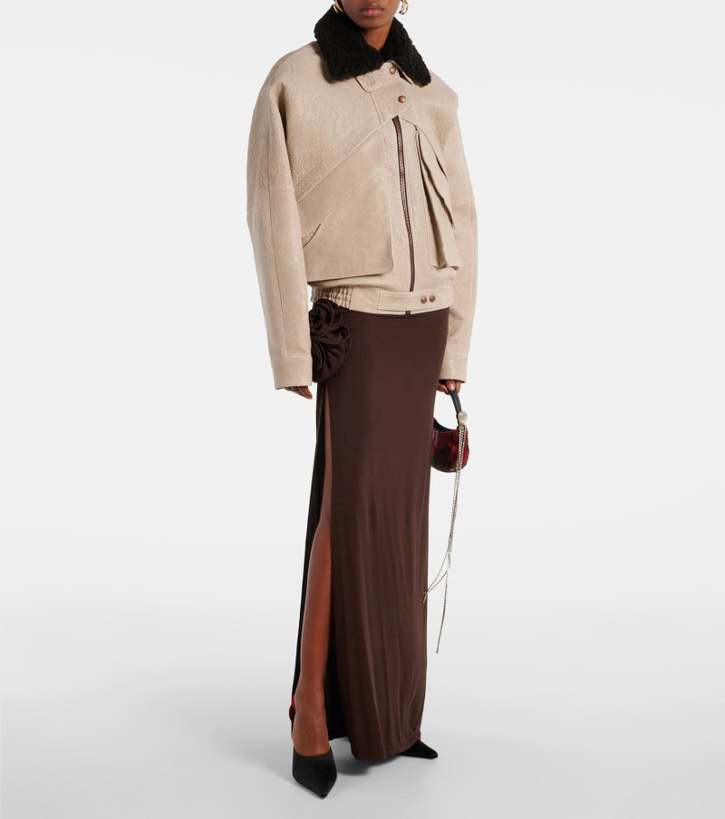 MAGDA BUTRYM Shearling-trimmed leather jacket outlook