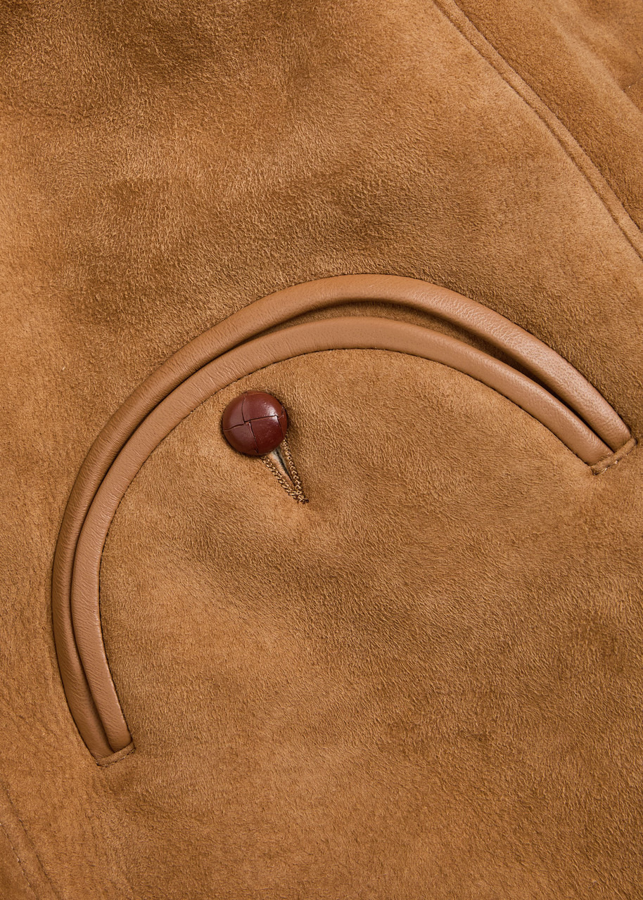Blaze Milano Tatoosh Hooded Panelled Suede Coat - 5