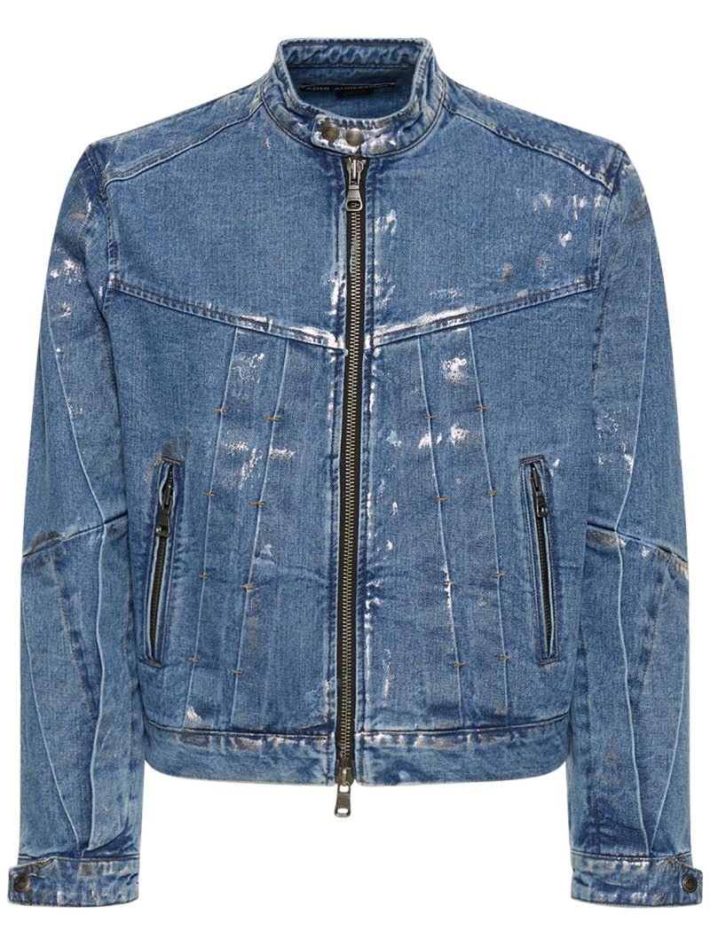 Wax coated denim motorcycle jacket - 1