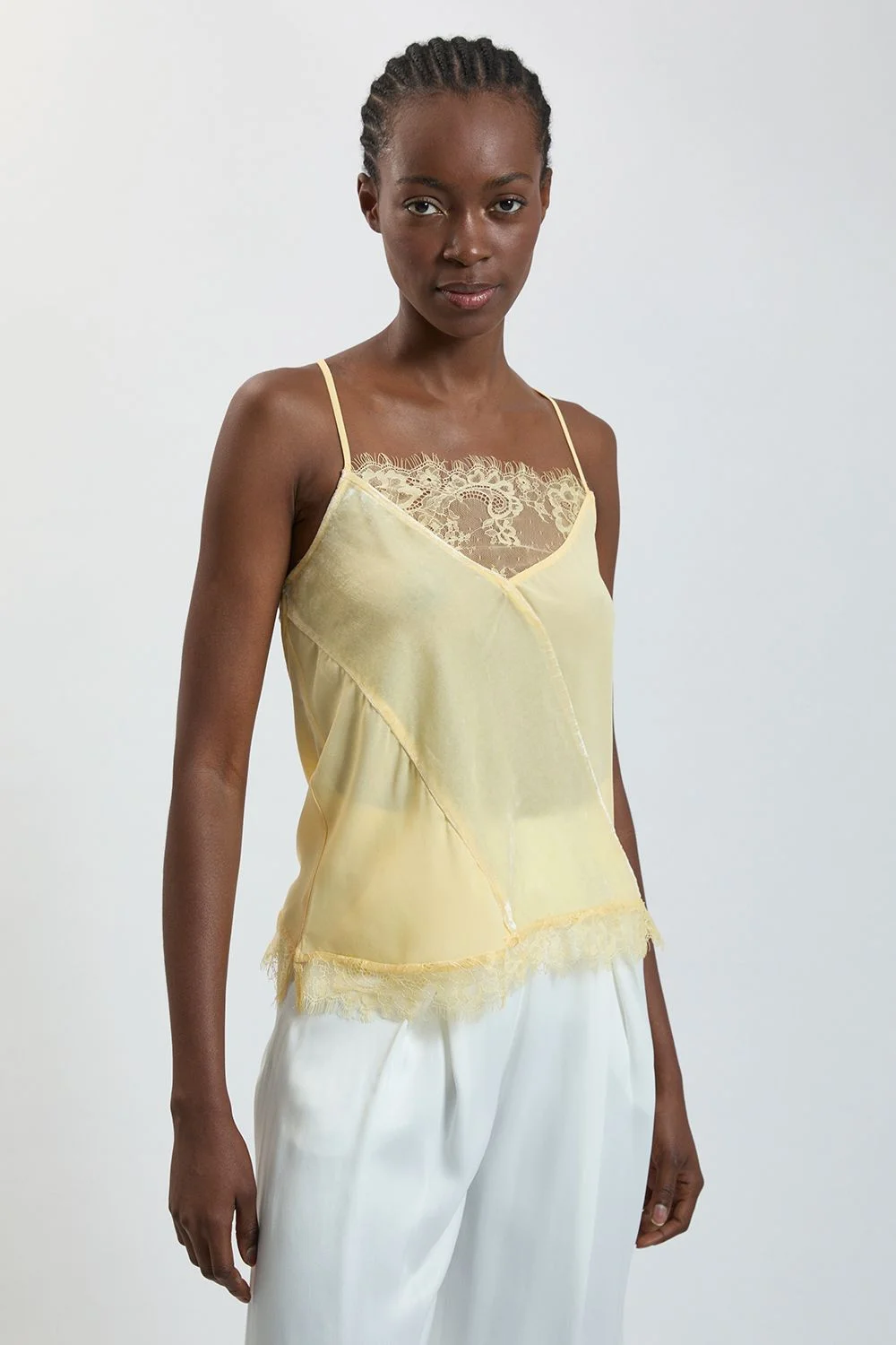 Viscose Satin Velvet Insert Cami - 1