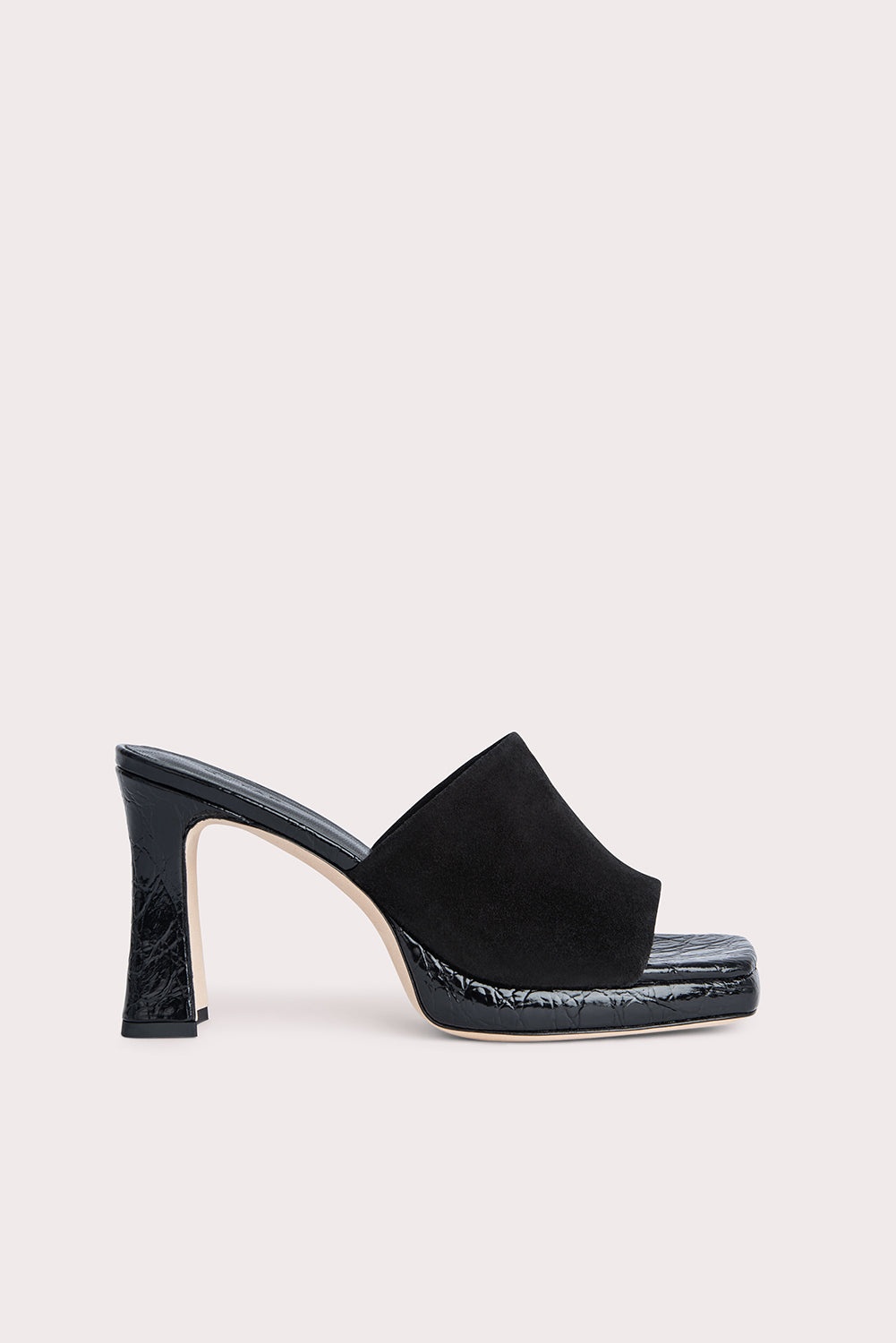 Beliz Black Croco and Suede Leather - 1