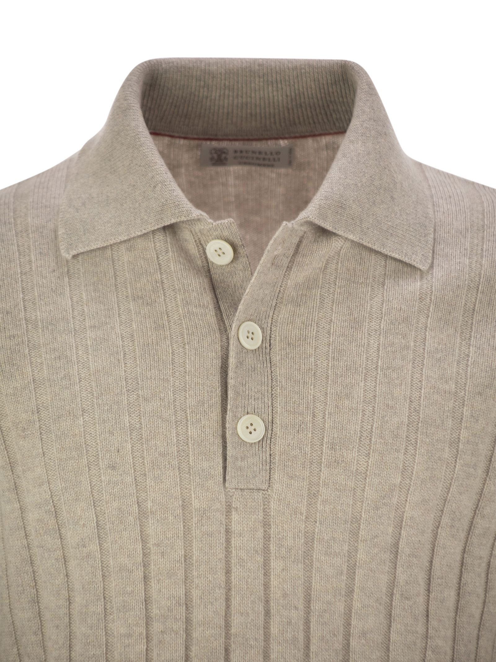 Brunello Cucinelli Men Cashmere Knit Polo Shirt - 4