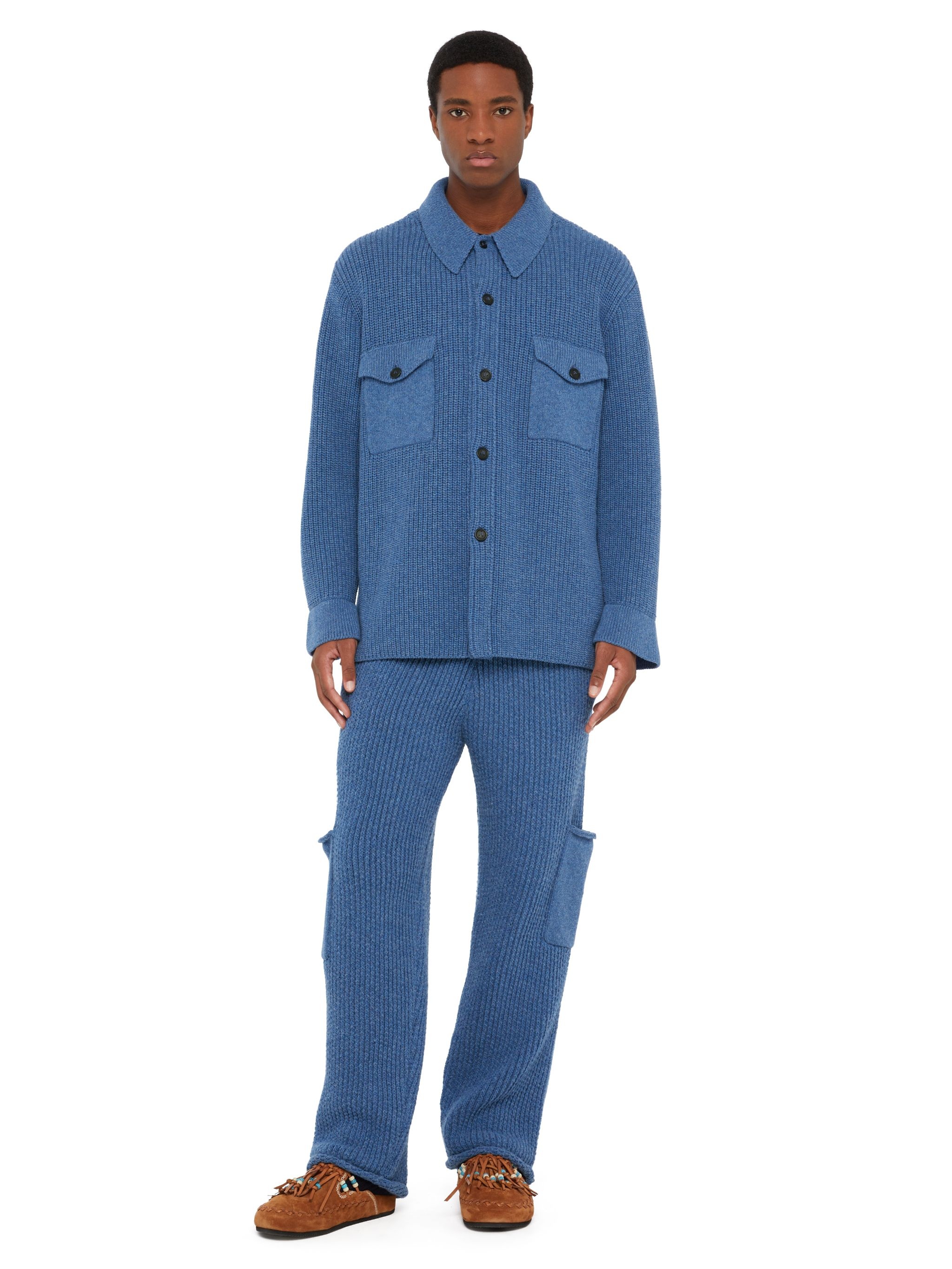 Knitted Ribbed “Denim” Overshirt - 4