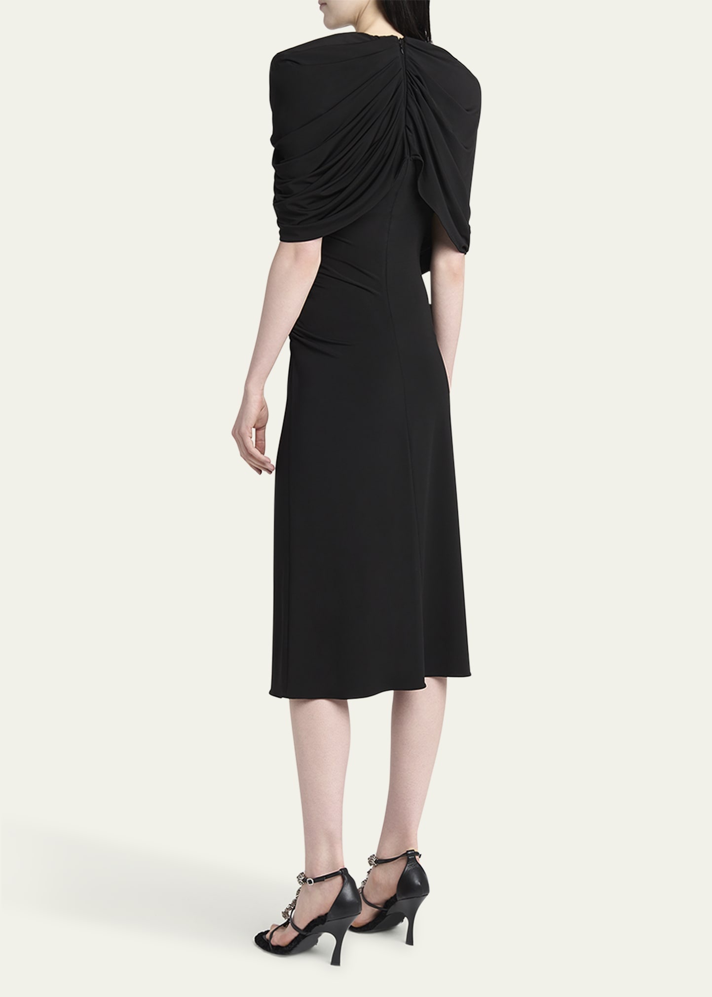 Draped Cape Midi Dress - 3