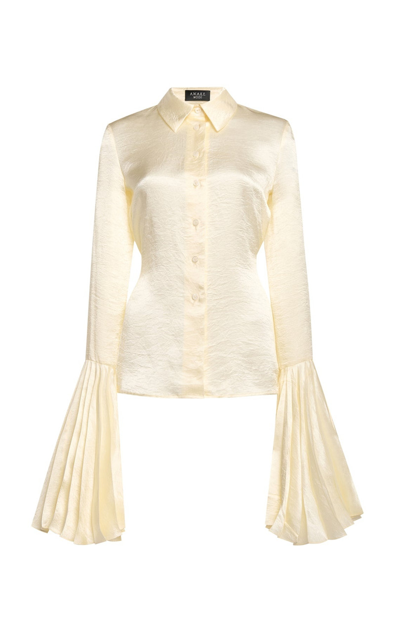 SATIN SHIRT WITH PLEATED BELL SLEEVES IVORY 13