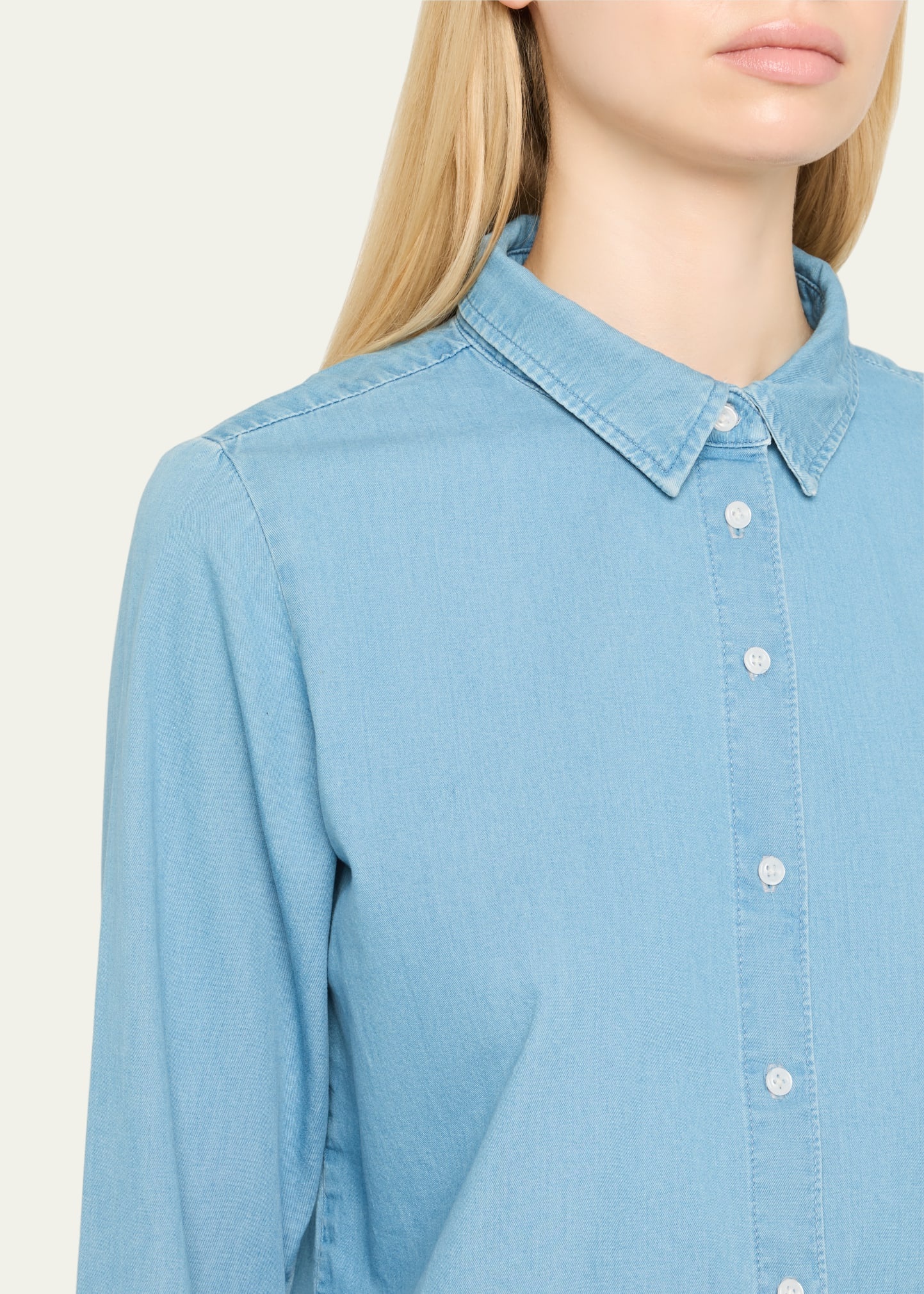 Chambray Fitted Button-Front Shirt - 5