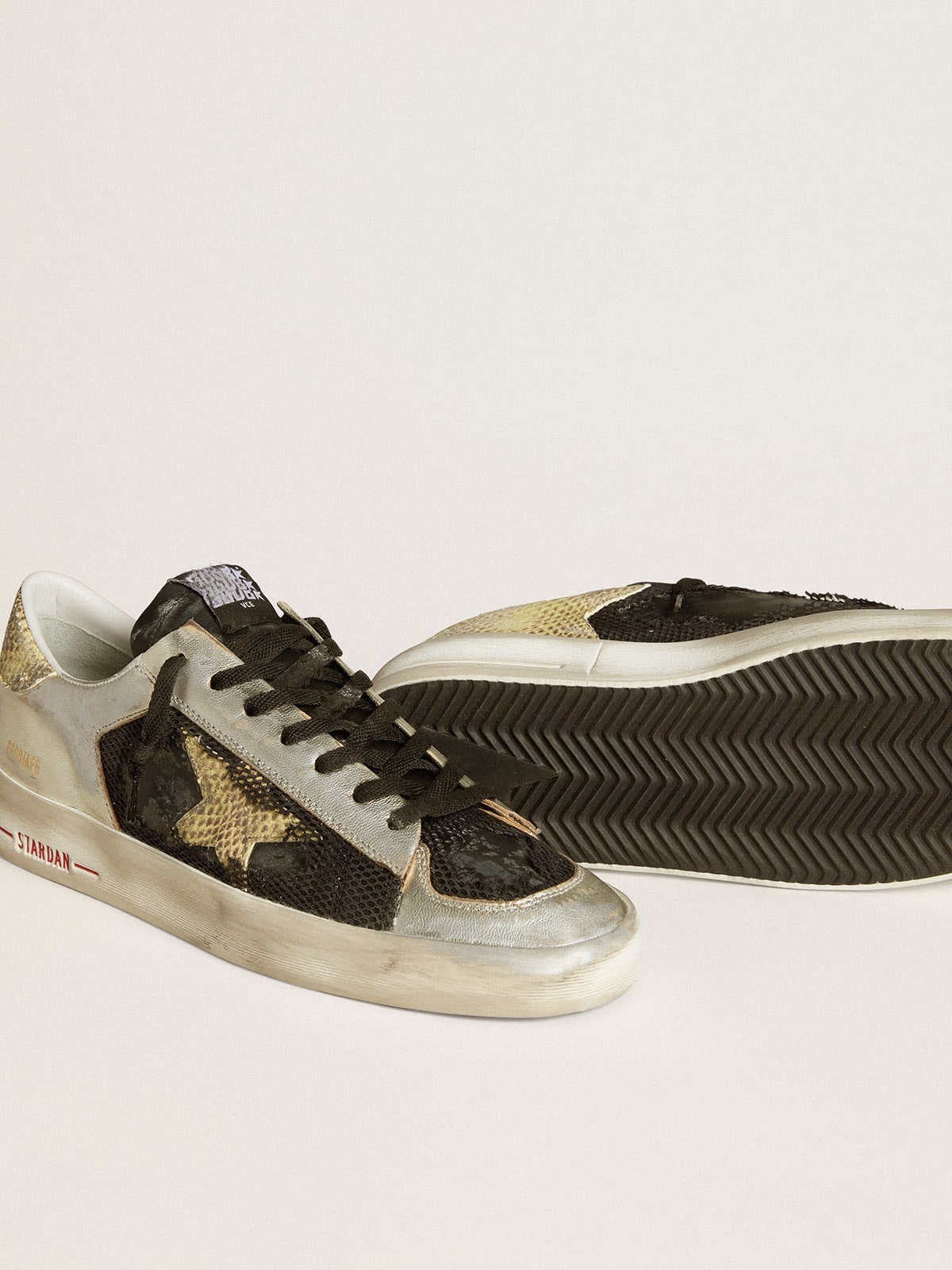 Stardan LAB in silver leather and mesh with golden star and heel tab - 3