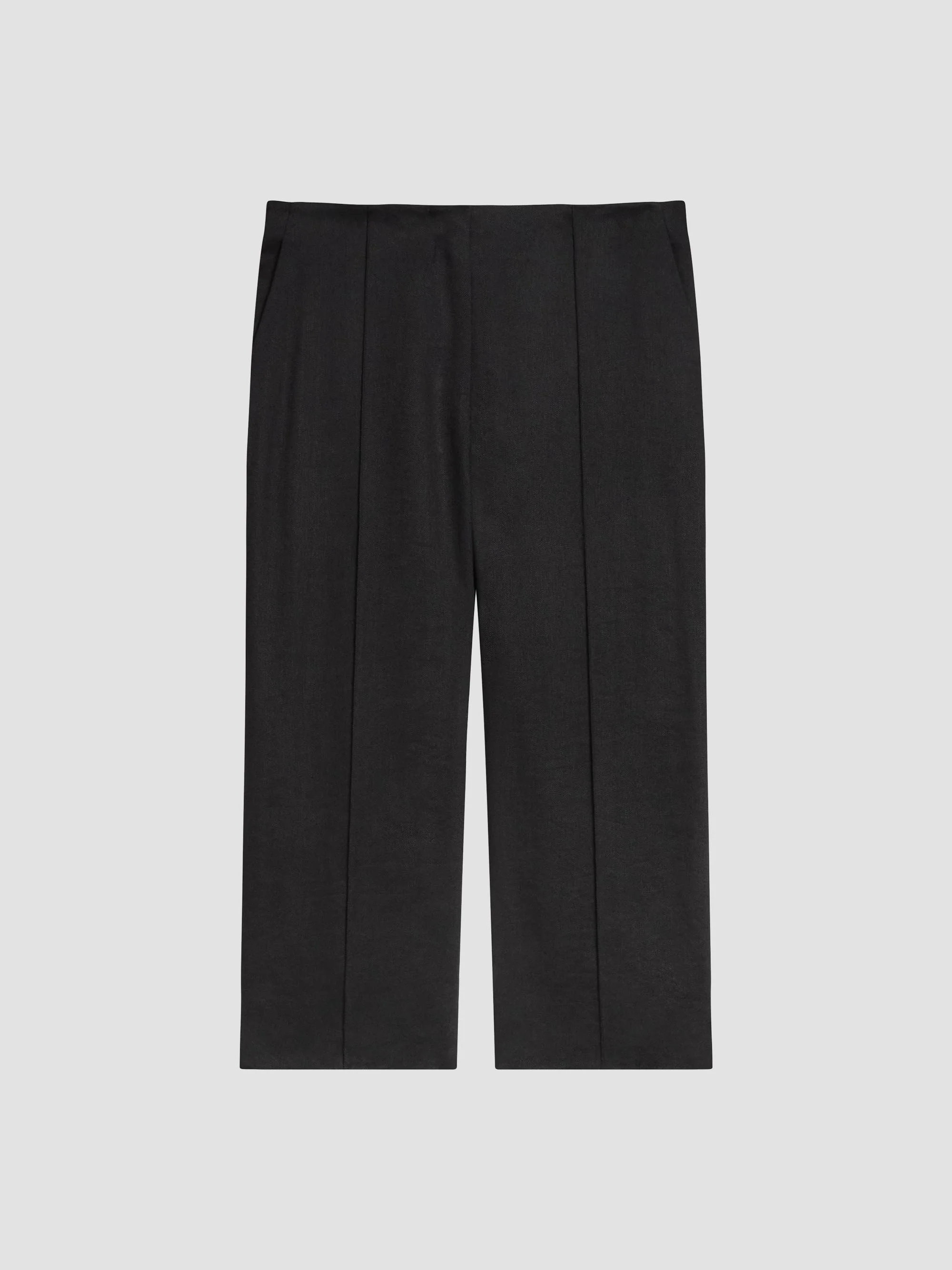Women's Linen-Blend Slit Capri Pants - Black - 1