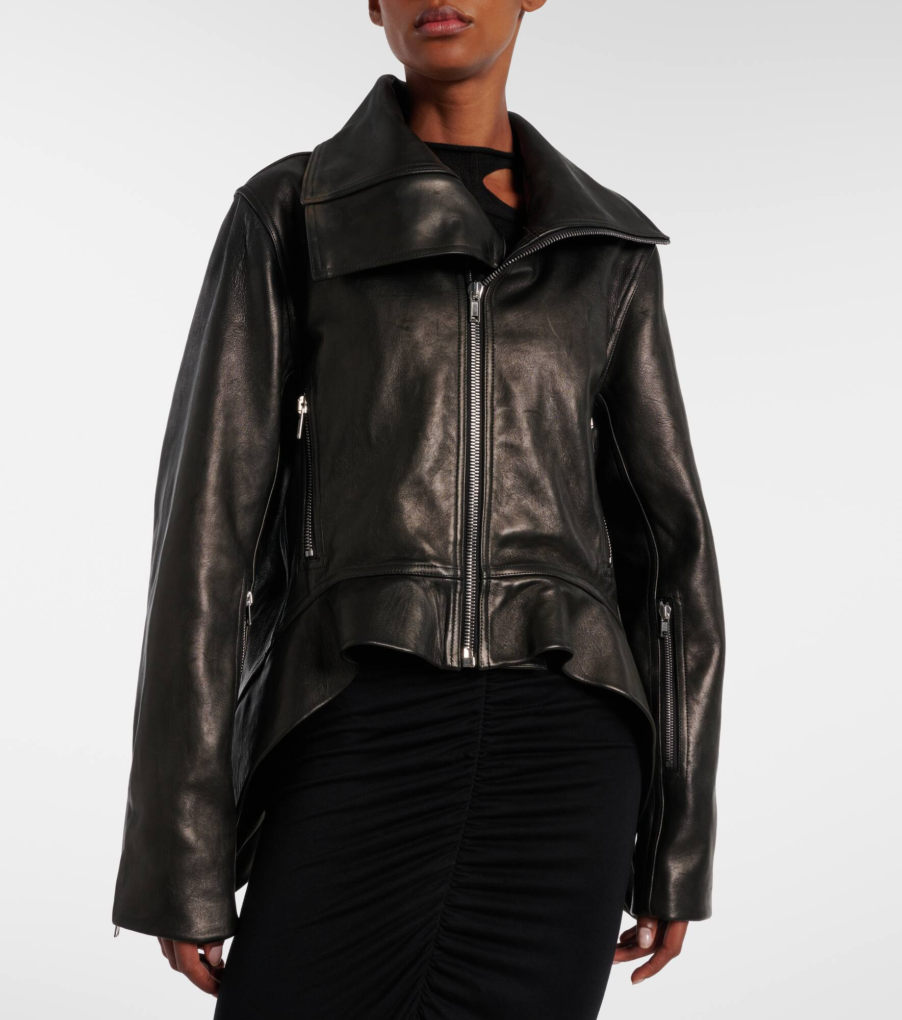 Asymmetric leather jacket - 6