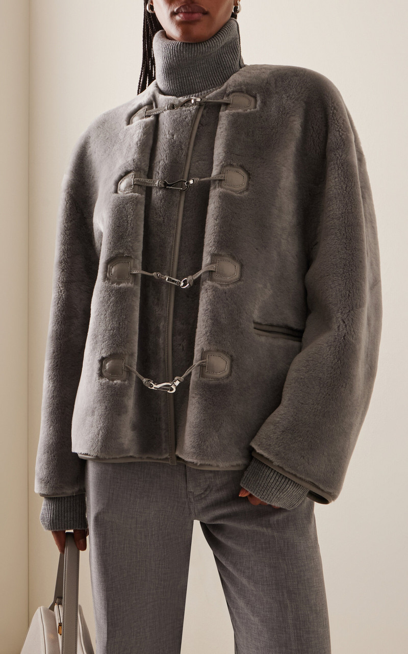 Totême Shearling Jacket grey outlook