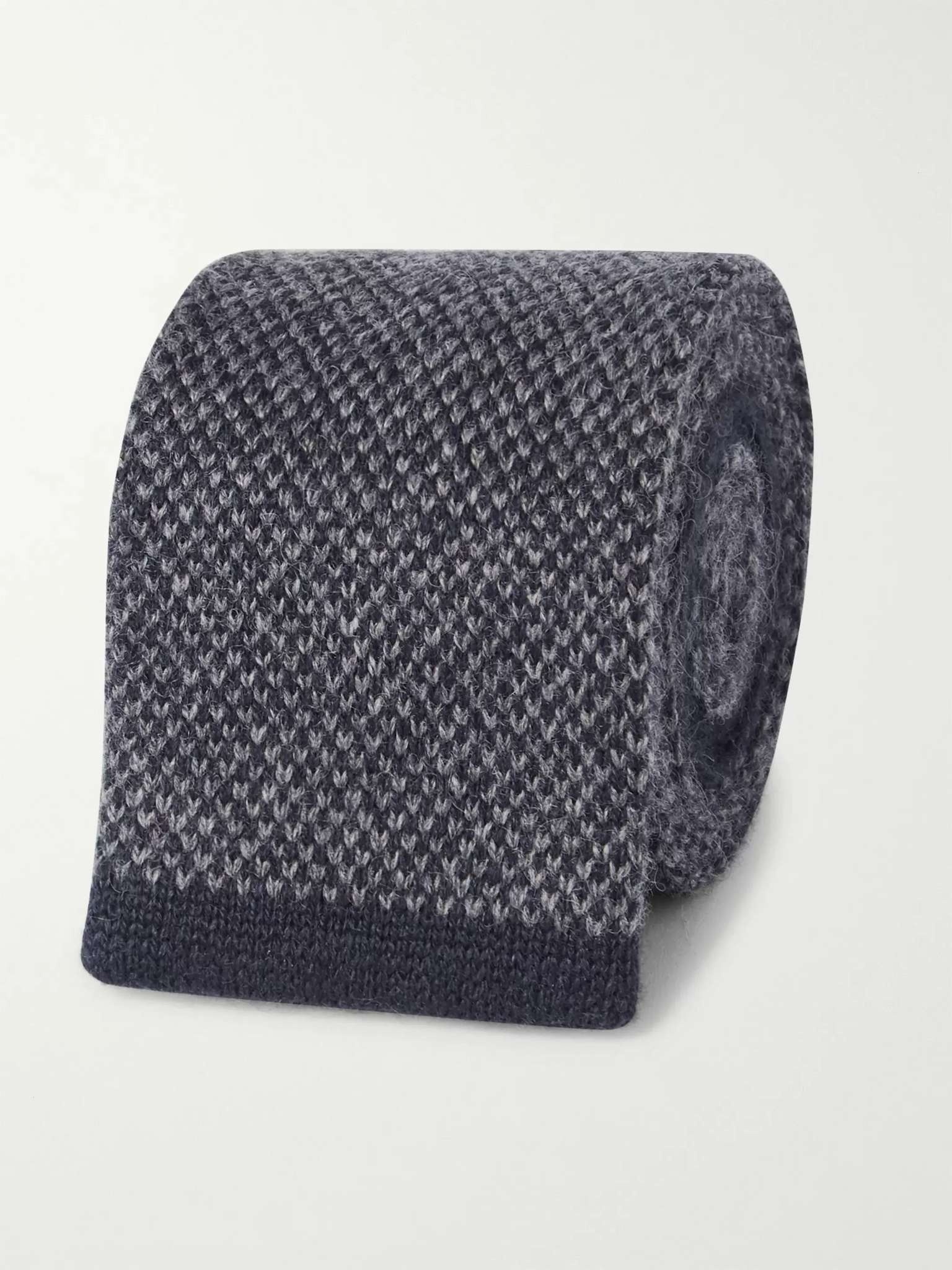 5.5cm Contrast-Tipped Mélange Knitted Cashmere Tie - 4