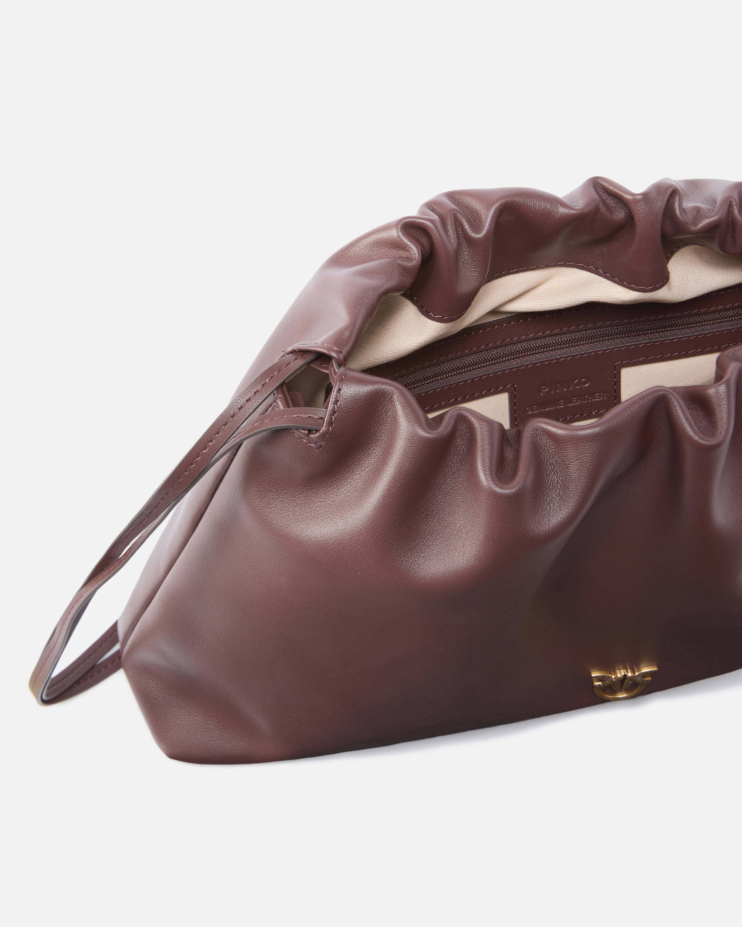 LARGE SHOULDER CLUTCH IN LEATHER WITH LOVE BIRDS LOGO - 4