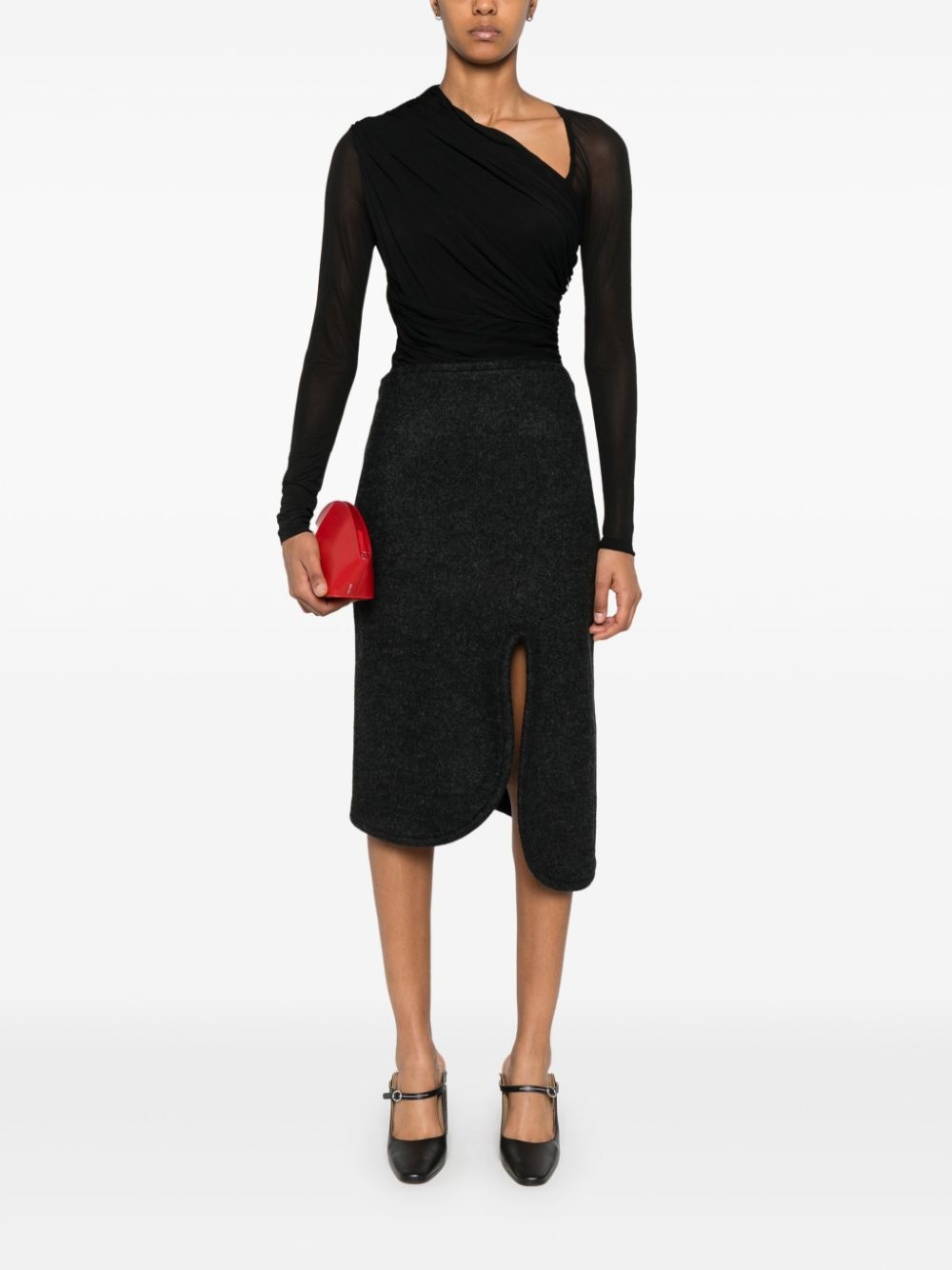 padded-trim midi skirt - 2