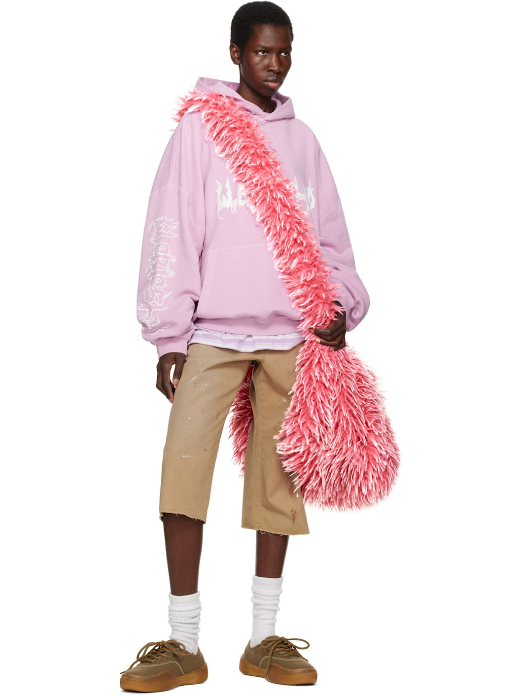 Pink Faux-Fur Messenger Bag - 4