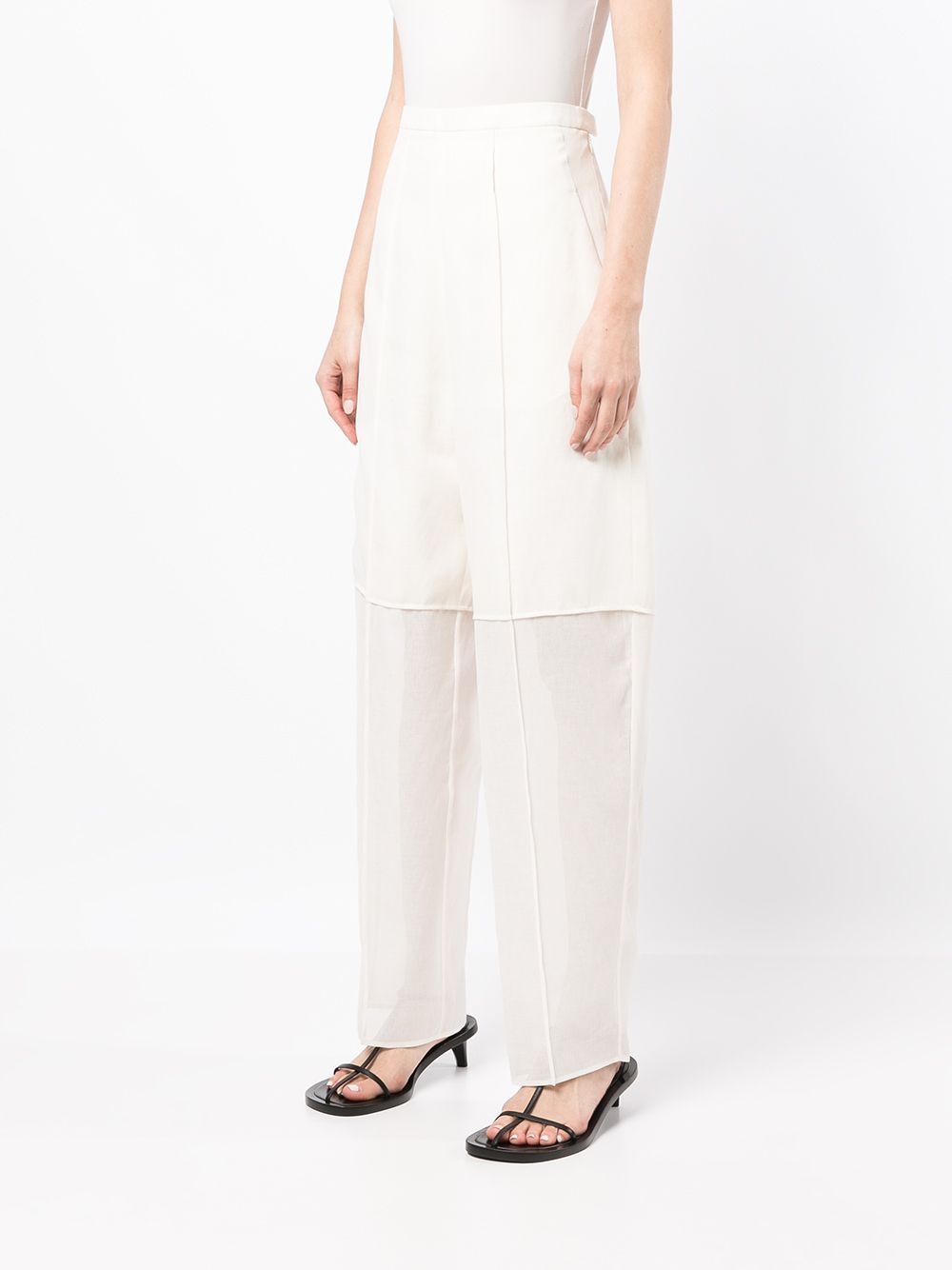 high-waisted pressed-crease straight-leg trousers - 4