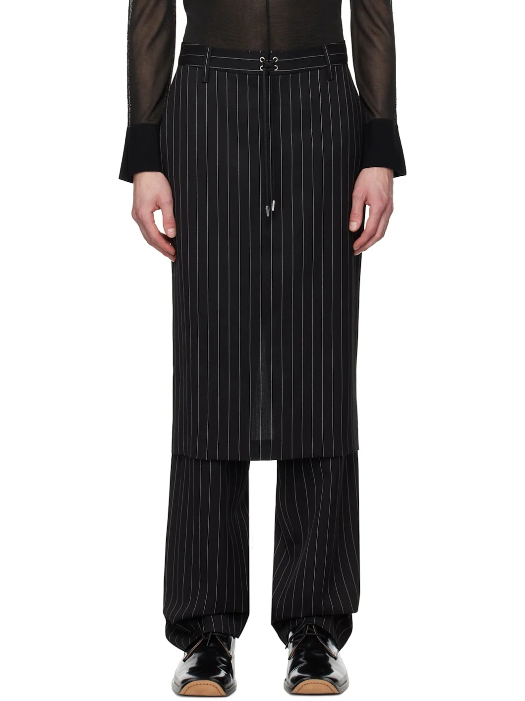 Black 'The Lace-Up Suit' Trousers - 1