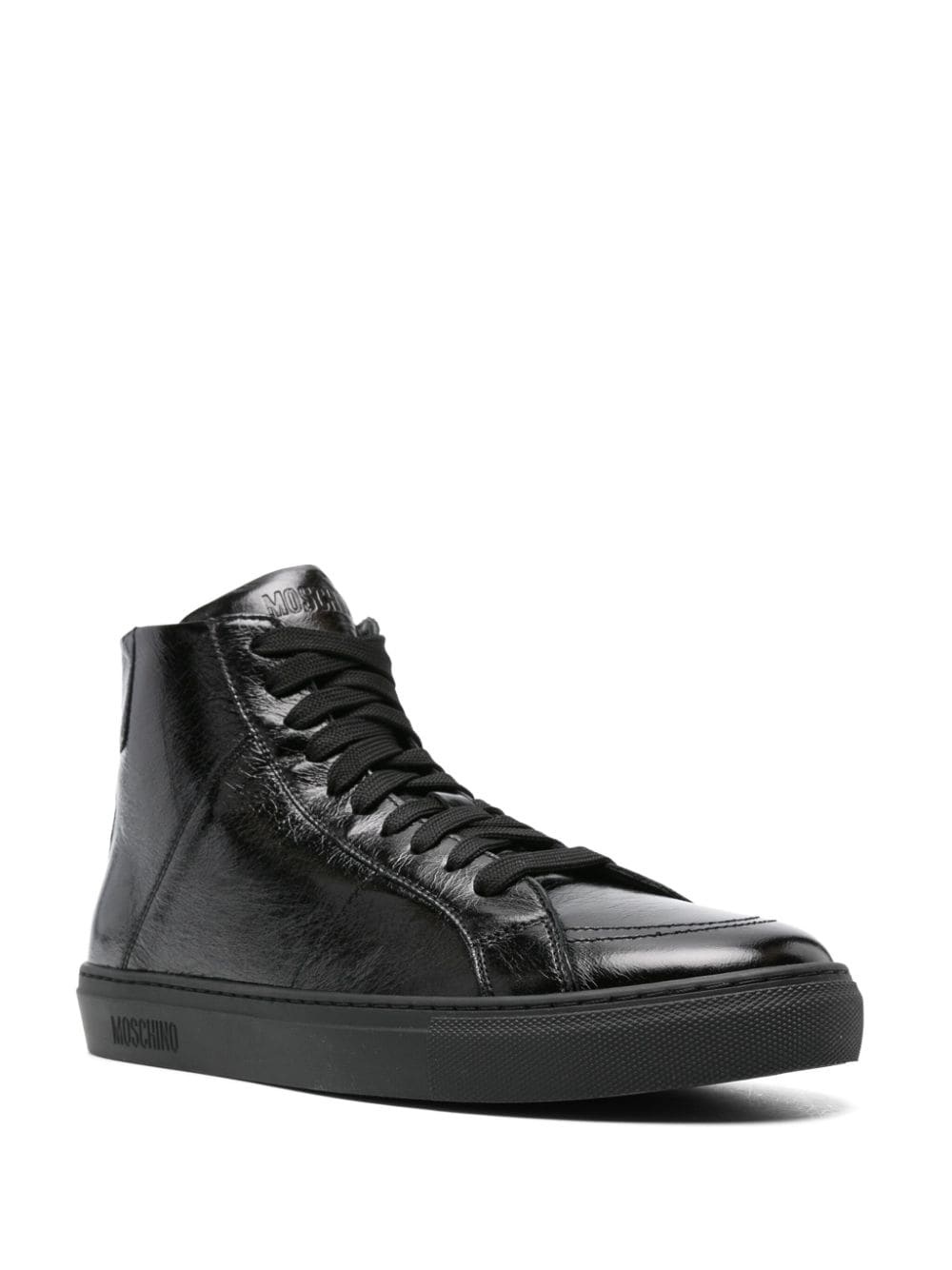 Moschino Men's Leather Zip High-Top Sneakers | neimanmarcus