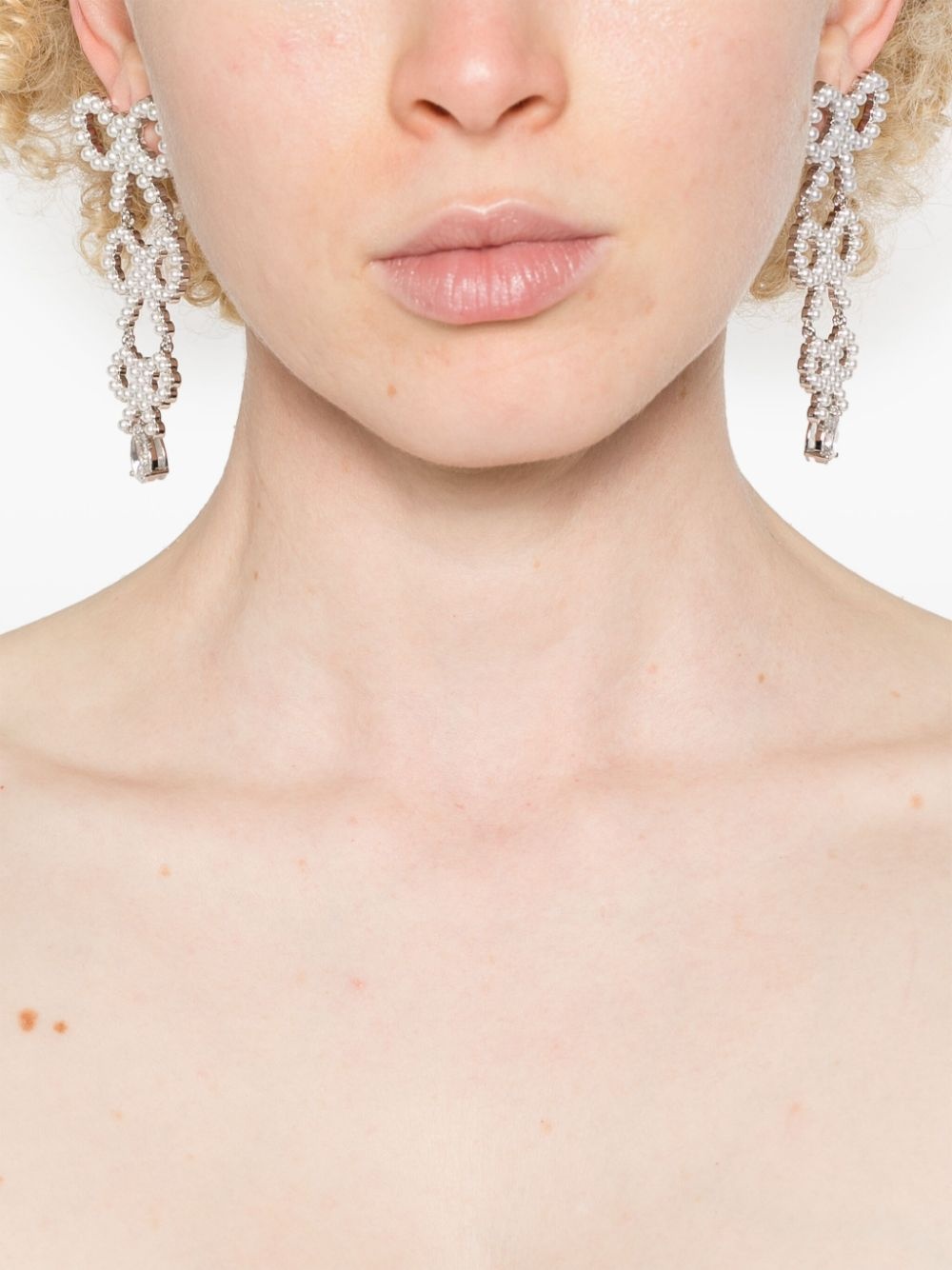 tiered pearl bow earrings - 2