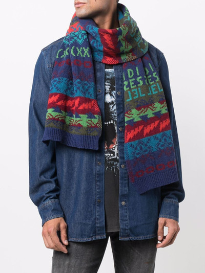 Diesel Aztec-print knitted scarf outlook