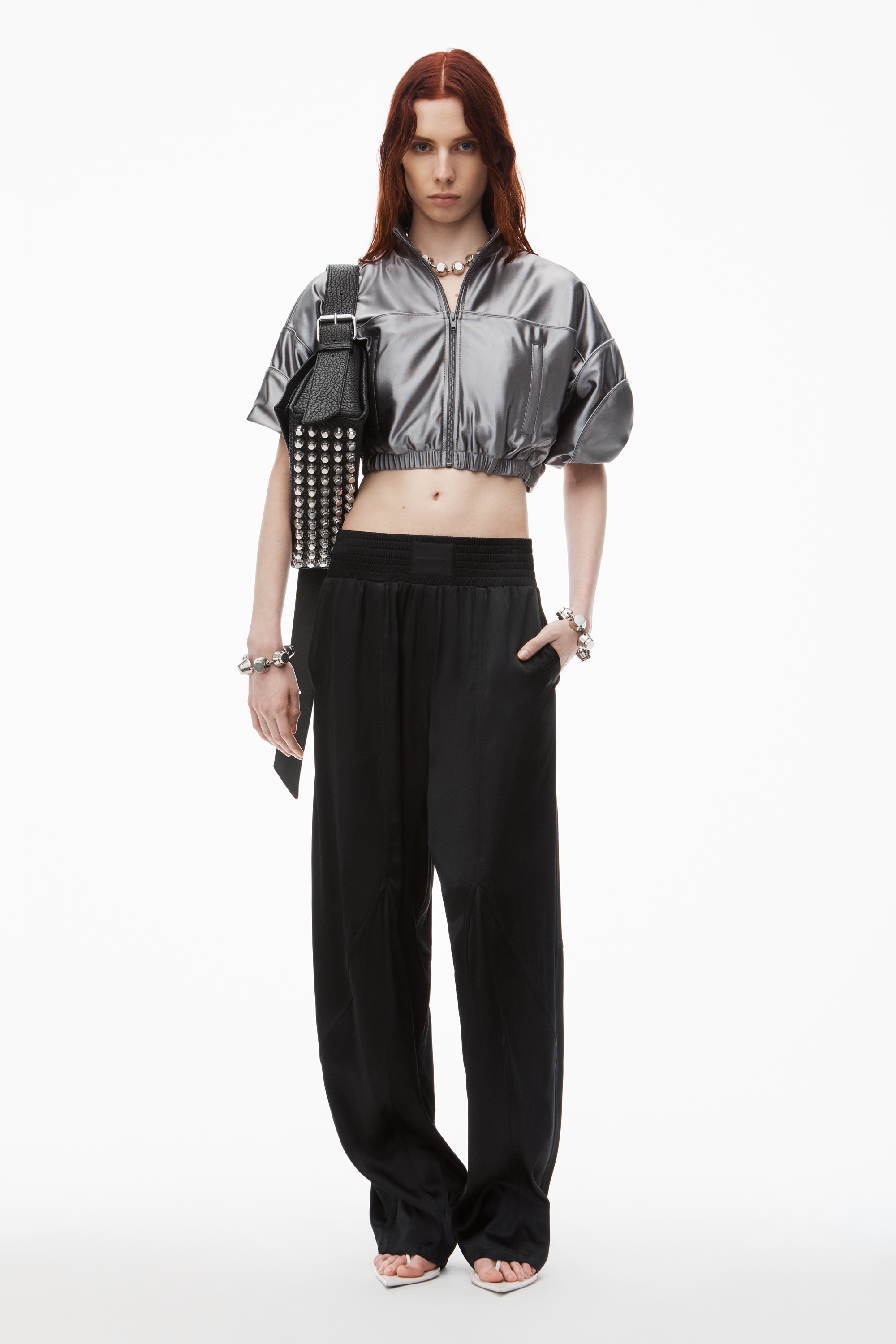 wide leg pant in satin jersey - 2