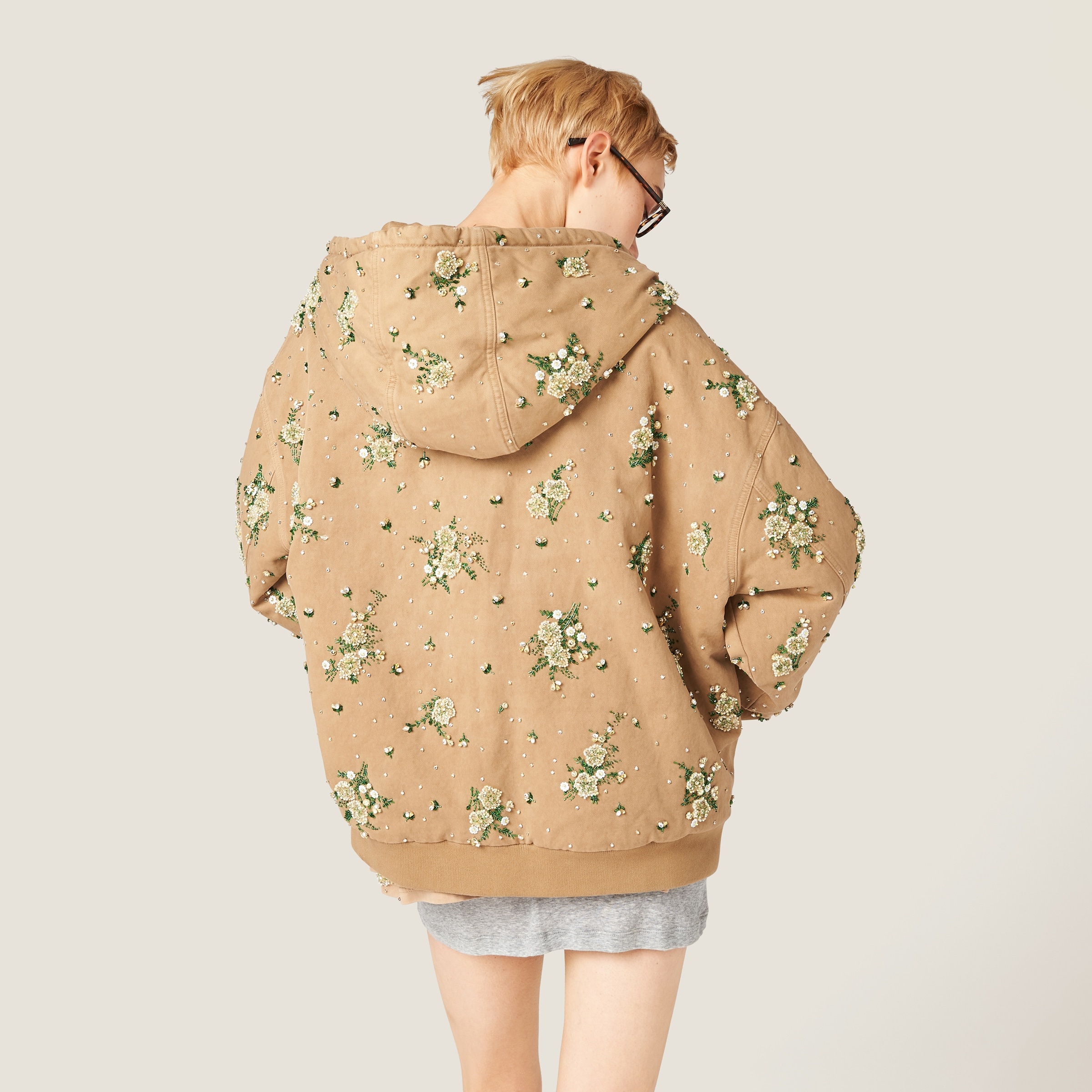 Miu Miu Embroidered garment-dyed gabardine blouson jacket | REVERSIBLE 
