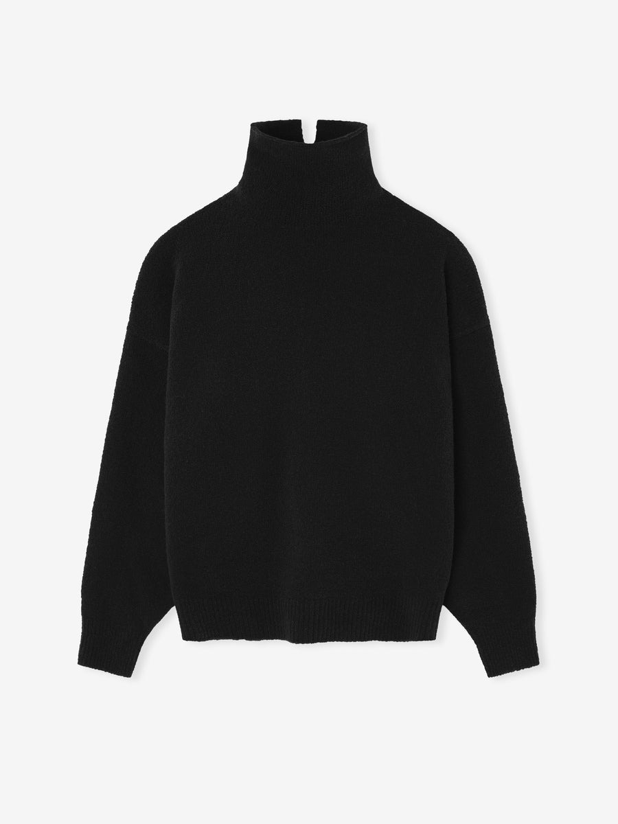 Wool Split High Neck Sweater - 1