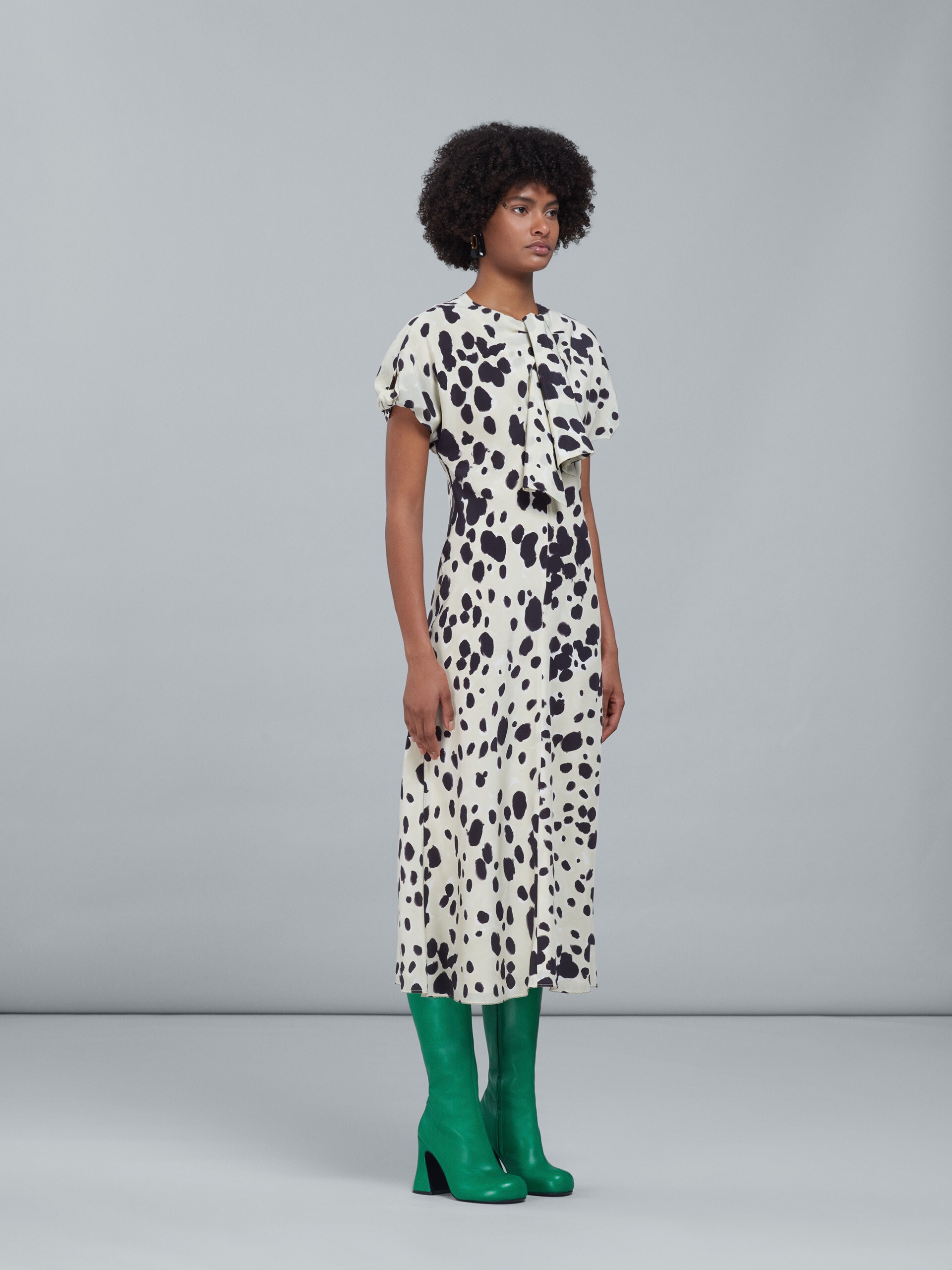POP DOTS PRINT SILK CRÊPE LONG DRESS - 6