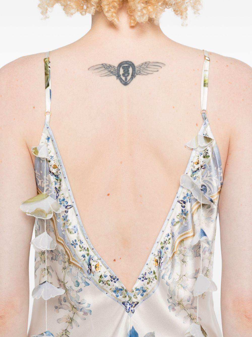 butterfly floral print silk dress - 5