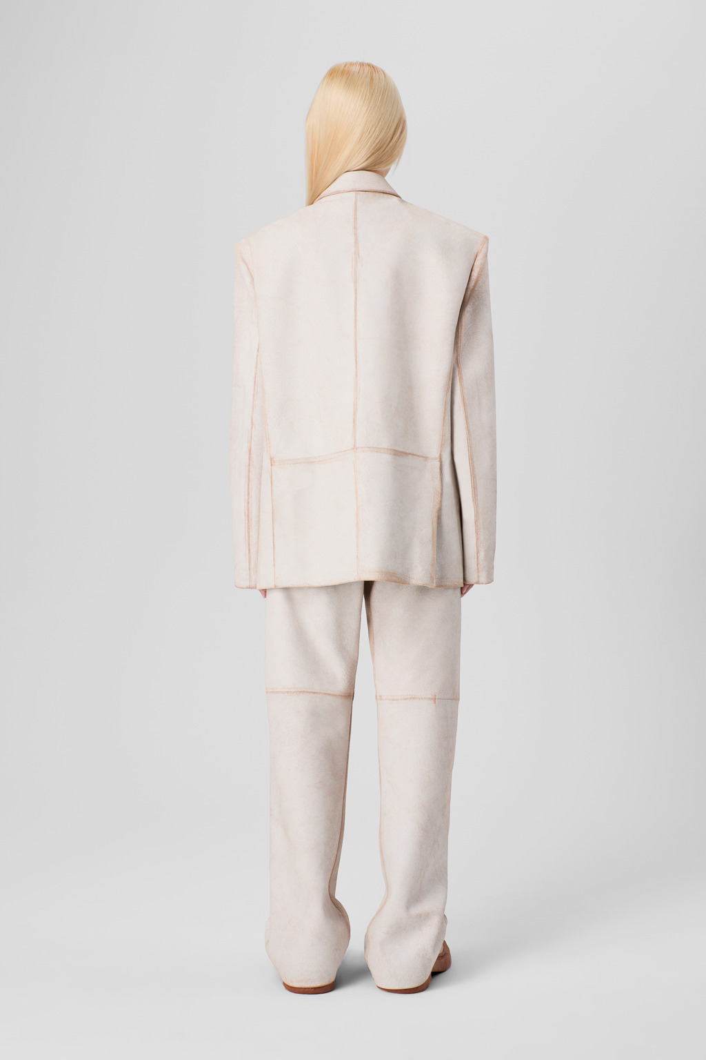 White cracked leather trousers - 4