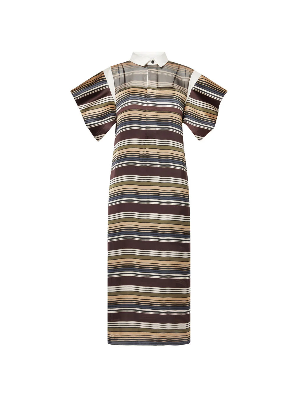 Horizontal Stripe Woven Shirt Dress - 1