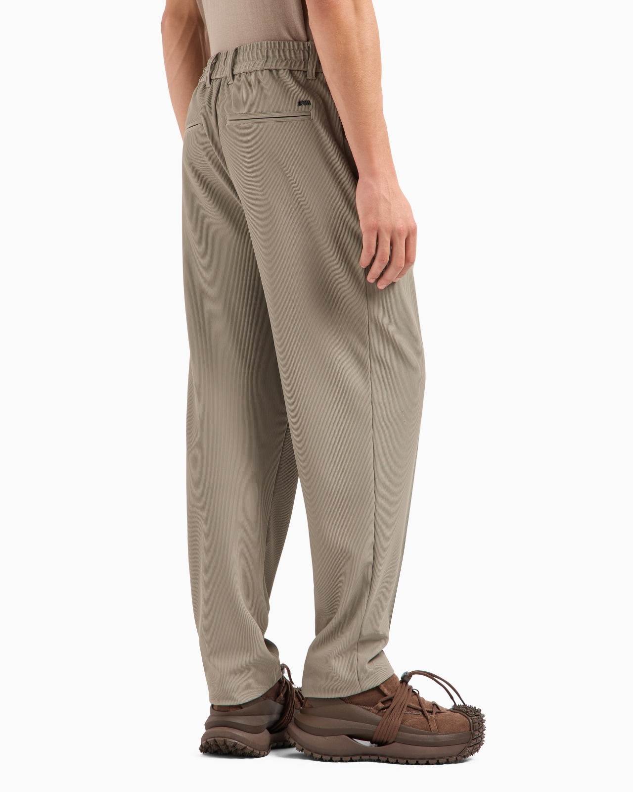 CANNETÉ-EFFECT STRETCH NYLON TROUSERS WITH RIBS - 3